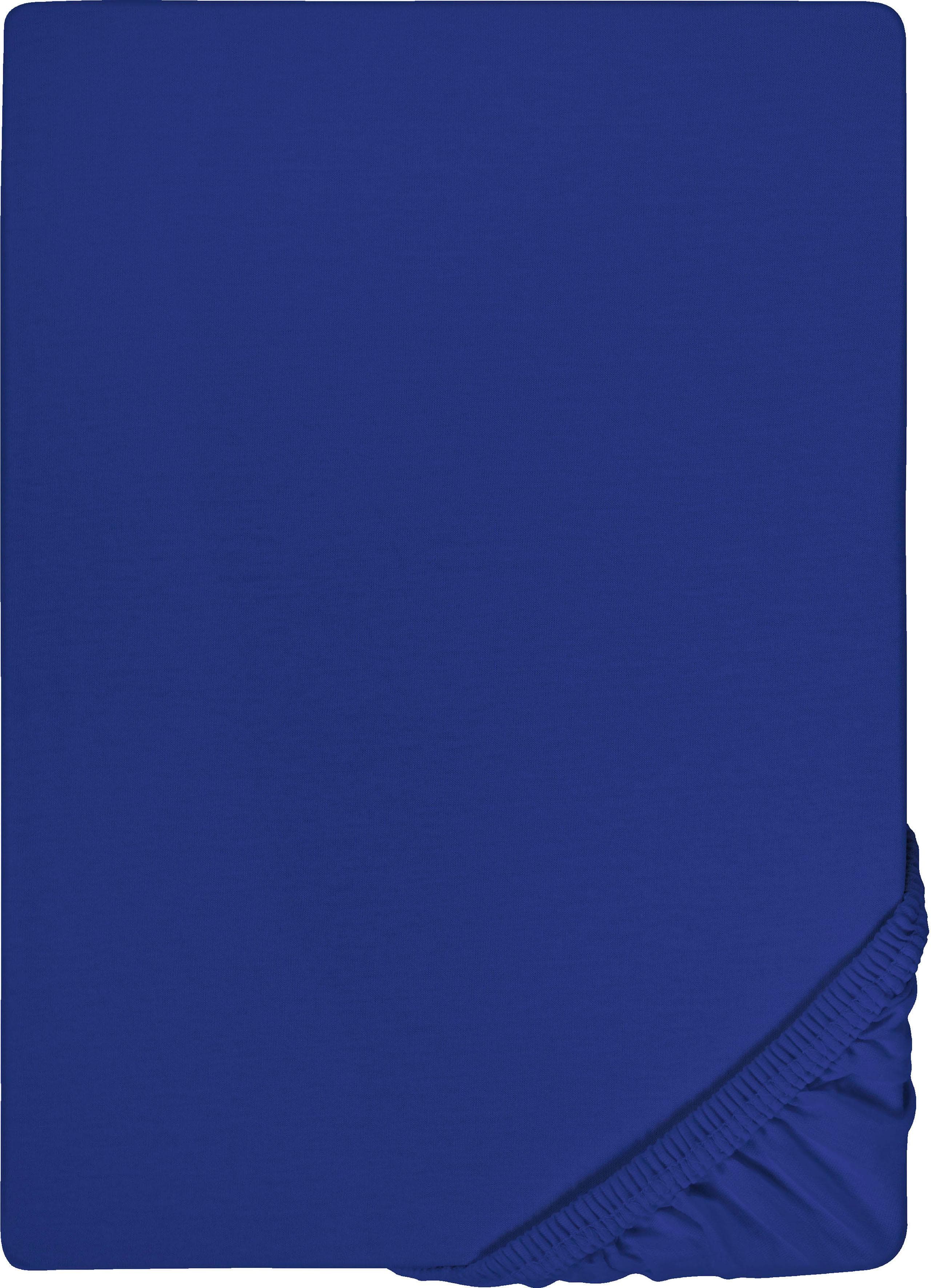 Biberna Spannbettlaken Marc Saphirblau Jersey 100% Baumwolle