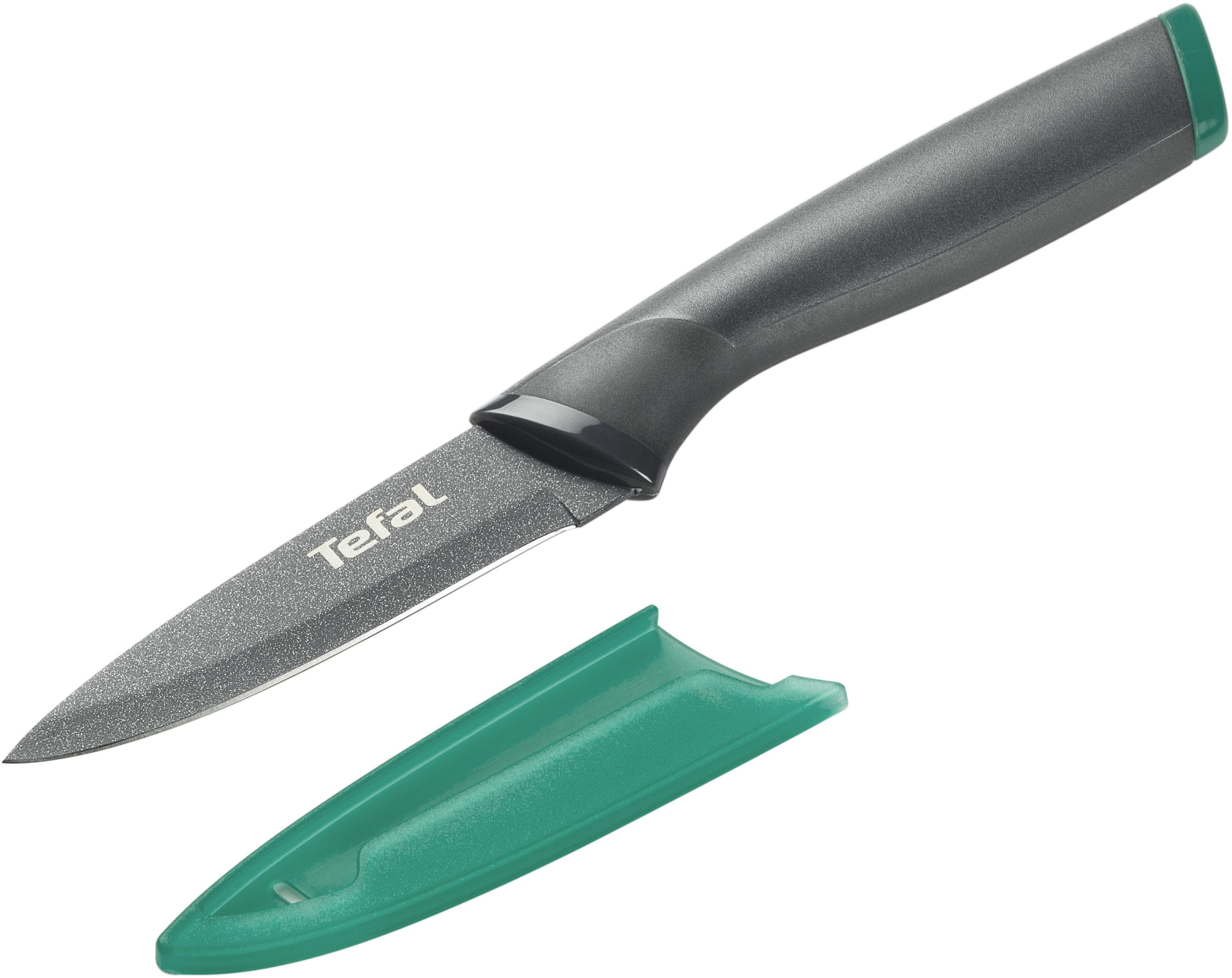 TEFAL Schälmesser Fresh Kitchen Grau/Grün 9 cm Edelstahl Titan-Versiegelung