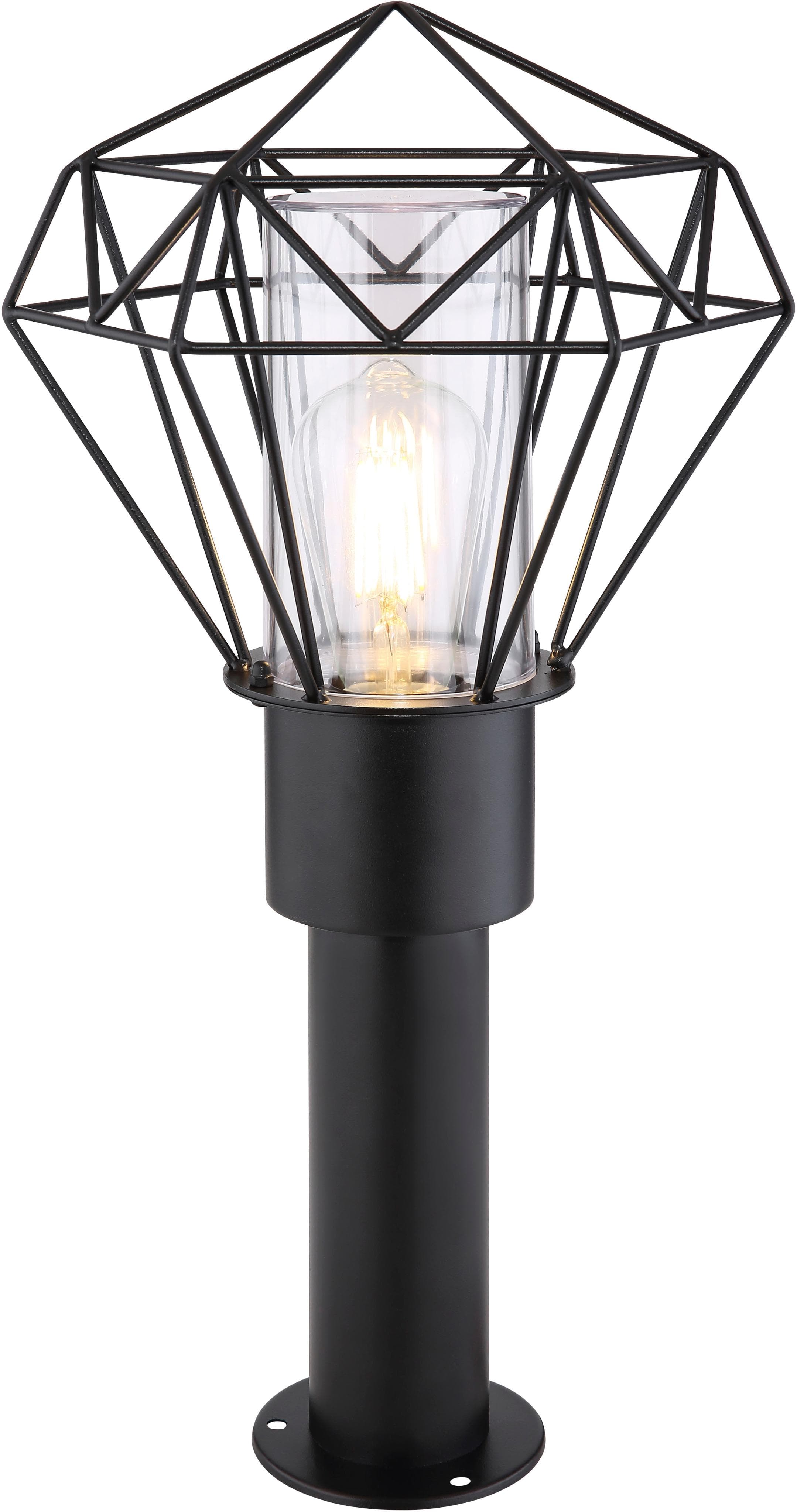 GLOBO LIGHTING Sockelleuchte "Horace" Edelstahl Schwarz E27 IP44