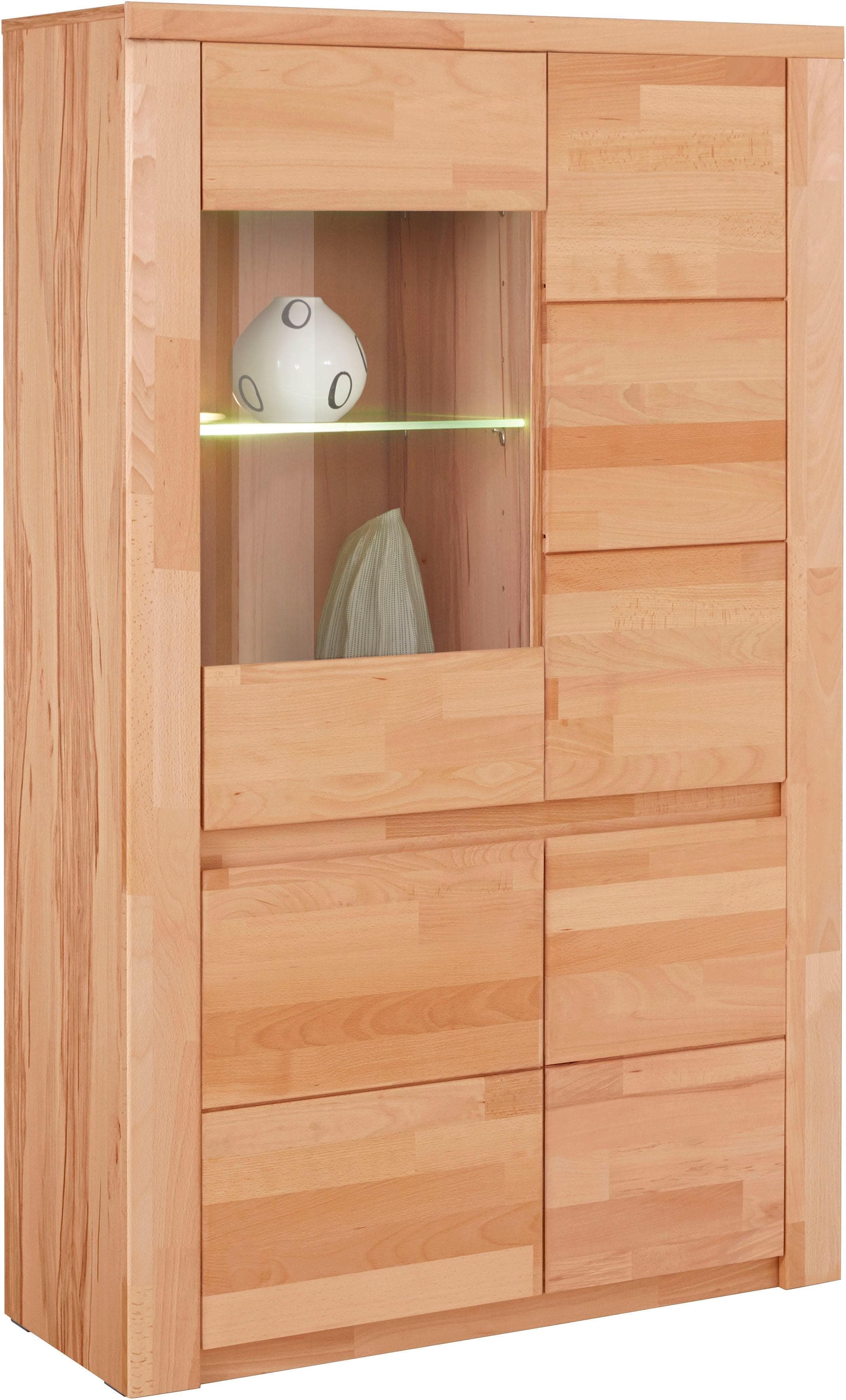 OTTO HOME Vitrine Burani Kernbuche Teilmassiv Grifflose Optik
