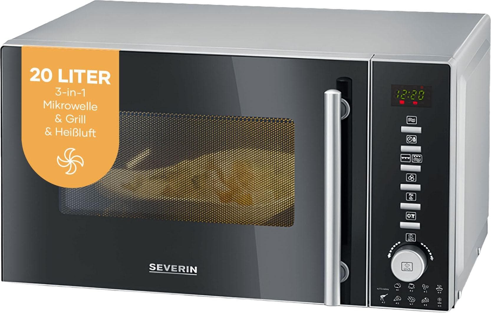 SEVERIN Mikrowelle MW 7773 3-in-1 mit Grill und Heißluft schwarz/silber