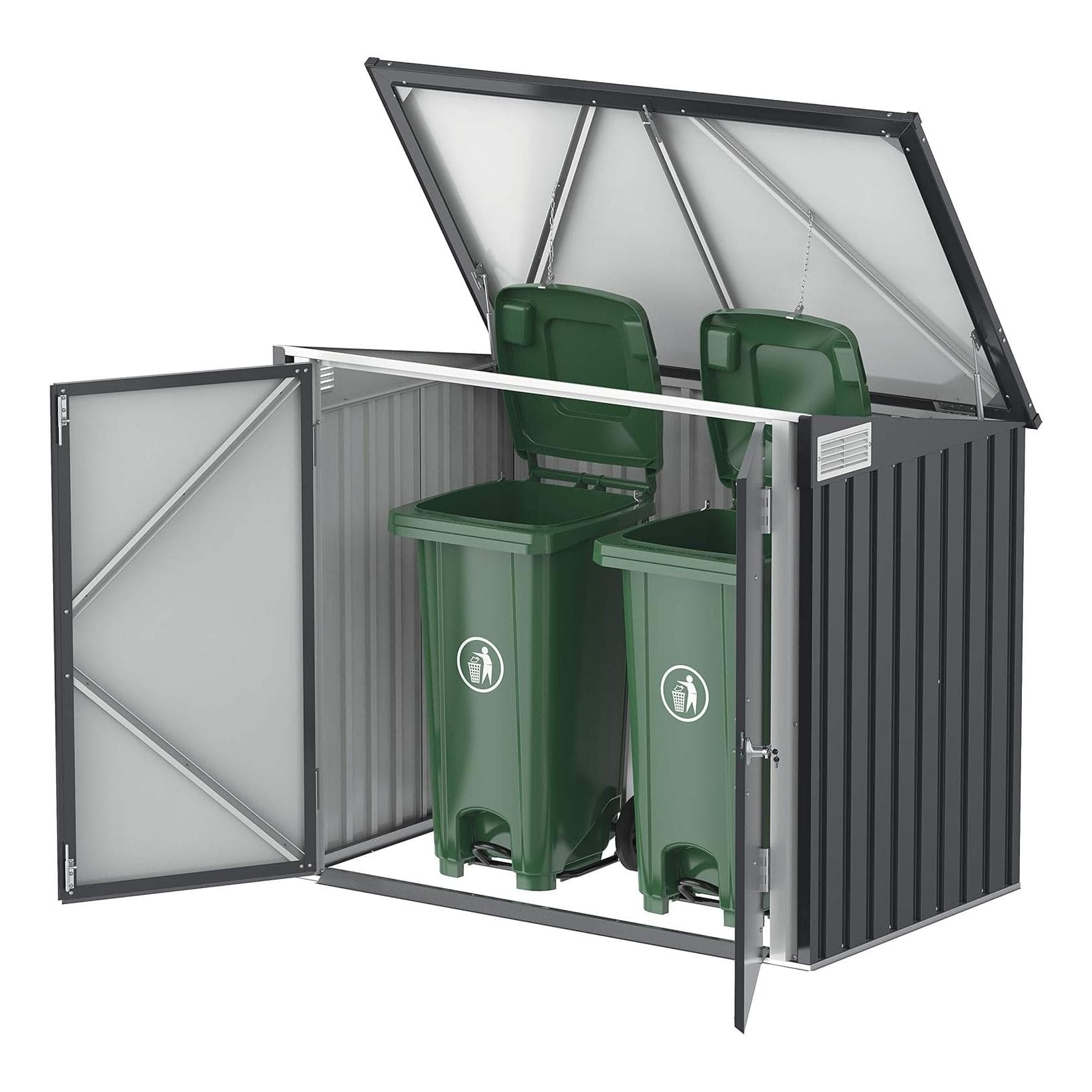 Duramax Mülltonnenbox 2x 240L Metall Grau Abschließbar