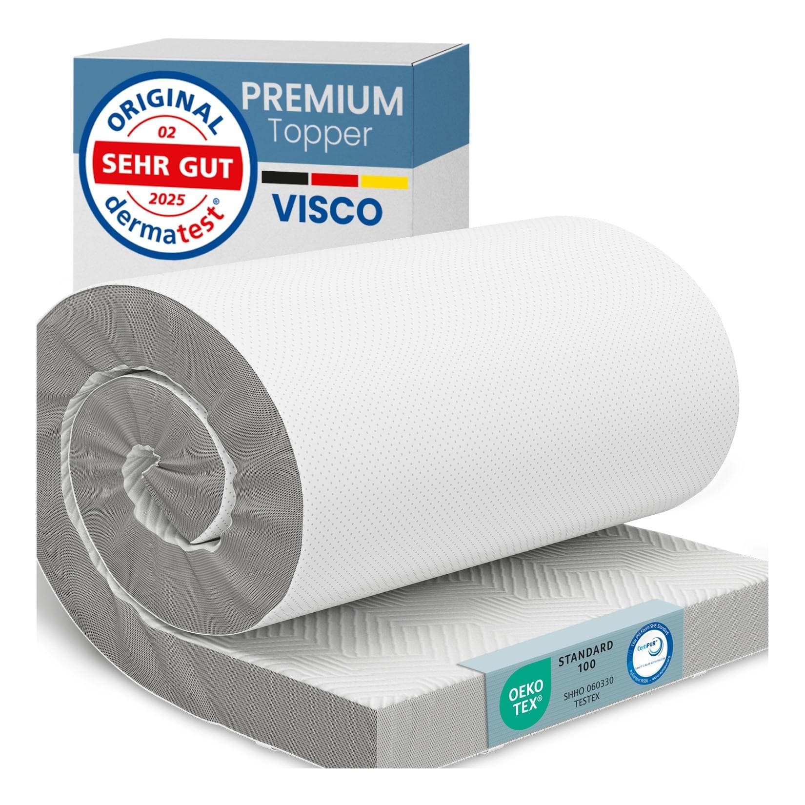 ELONEO Visco Topper Matratzenauflage Memory-Effekt Weiss