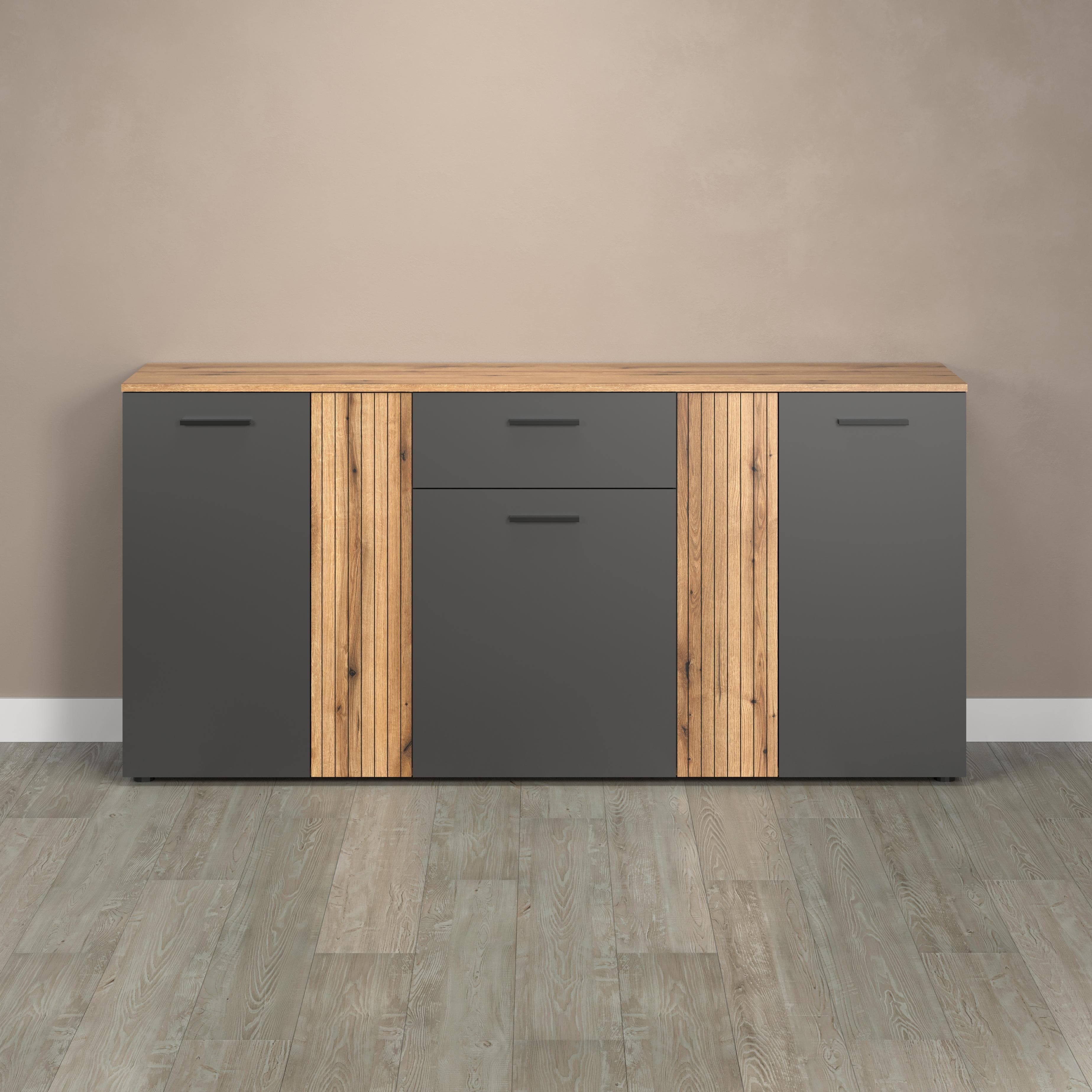 Anpassbares Sideboard mit Rillen-Türen