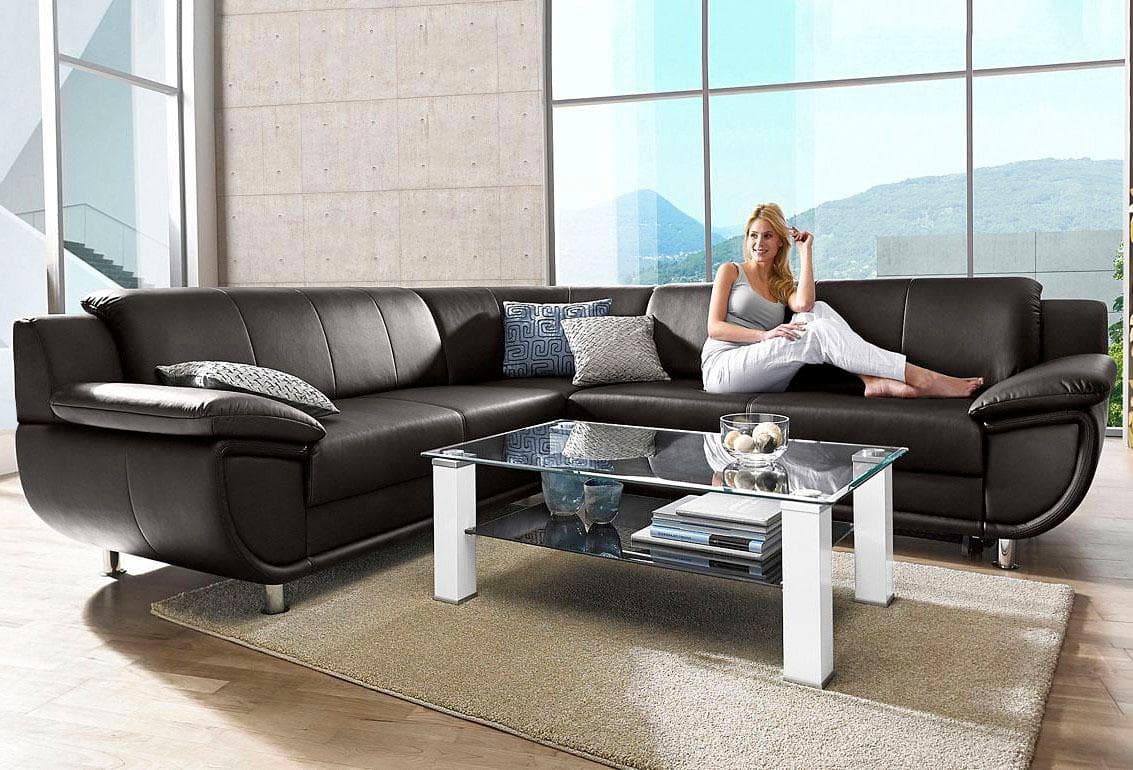 Ecksofa TRENDMANUFAKTUR Rondo mit Schlaffunktion und Lederbezug