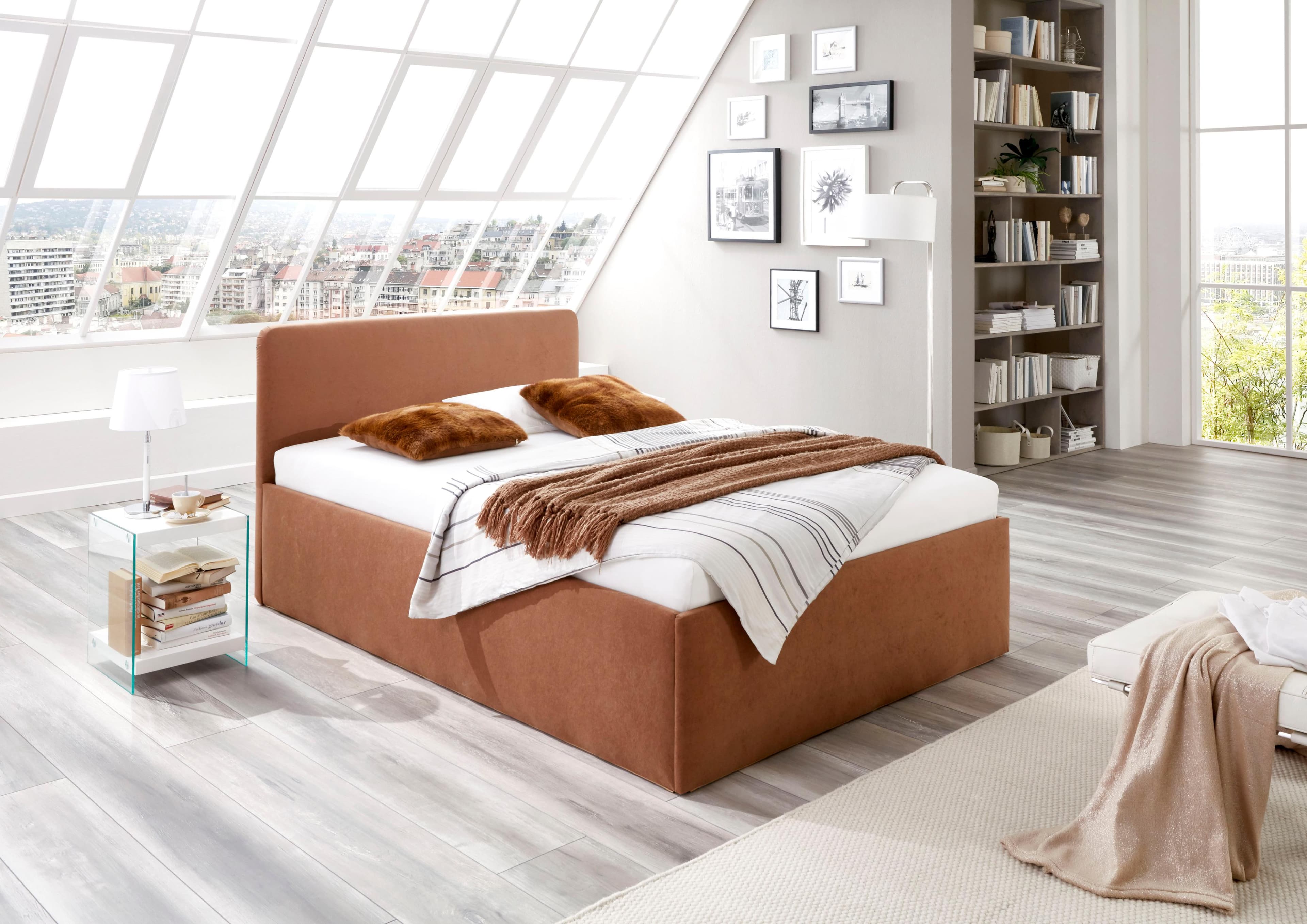 Westfalia Schlafkomfort Polsterbett Davos Braun mit Bettkasten