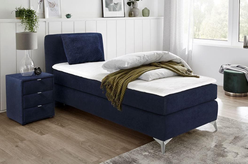 Jockenhöfer Boxspringbett Elfie Dunkelblau mit Topper