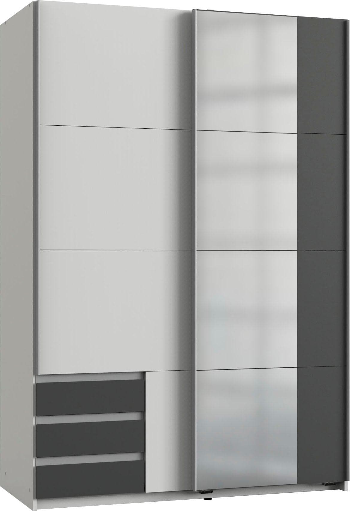 WIMEX Schwebetürenschrank Emden Weiß/Graphit mit Schubladen