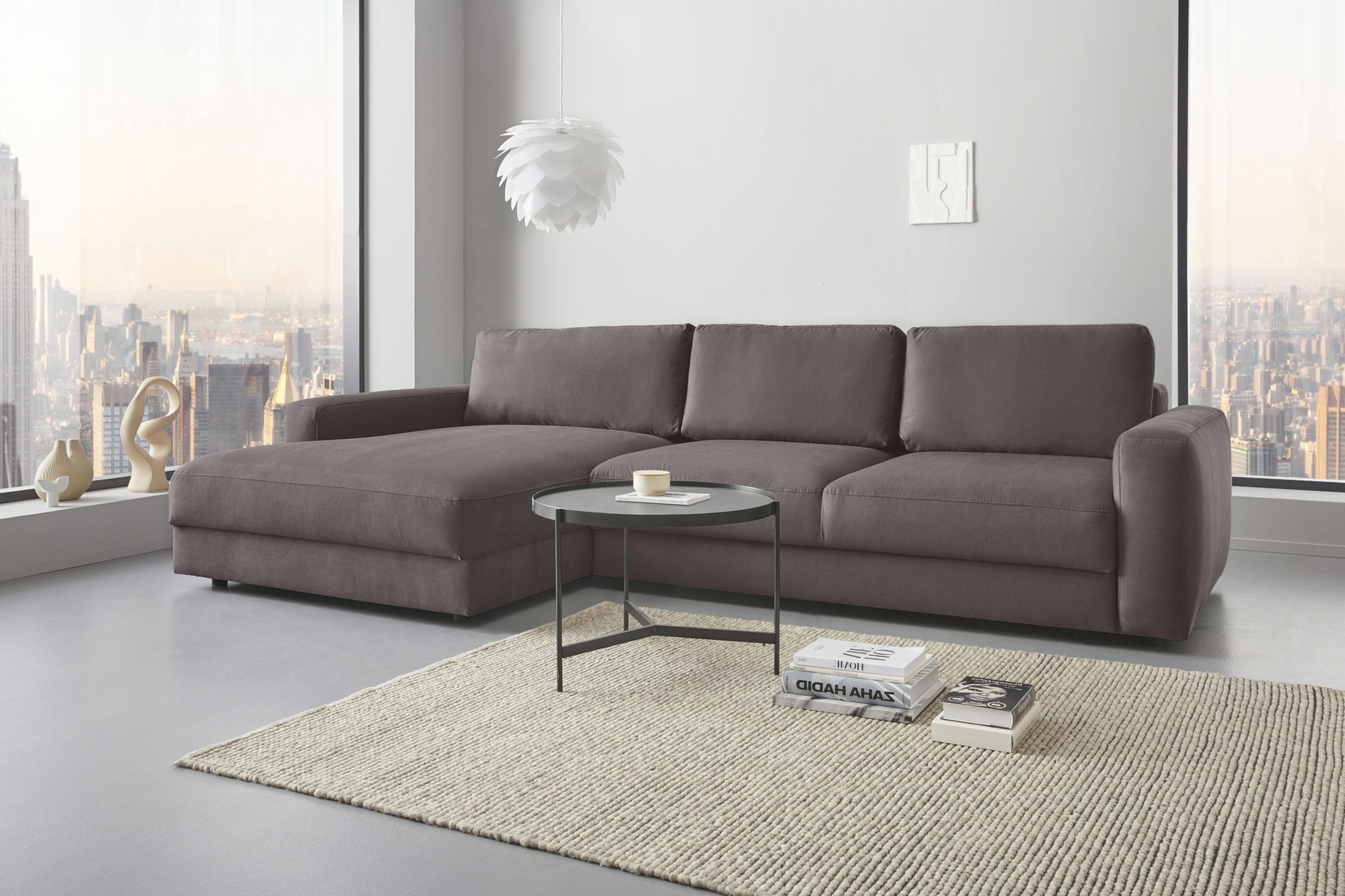 HOME AFFAIRE Ecksofa Bloomfield Taupe L-Form mit Recamiere