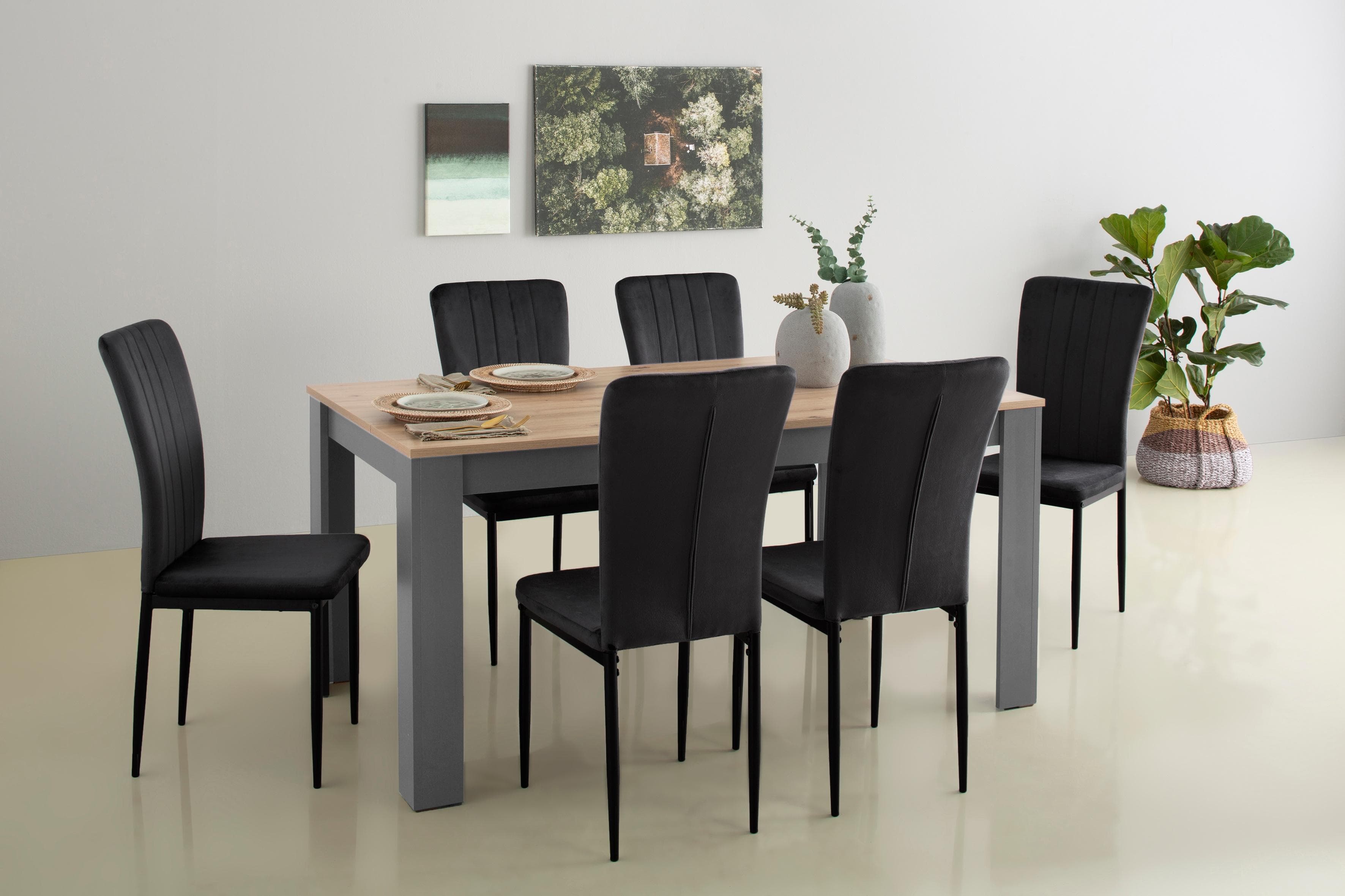 HOME AFFAIRE Essgruppe Bergamo 7-tlg. Schwarz Samt