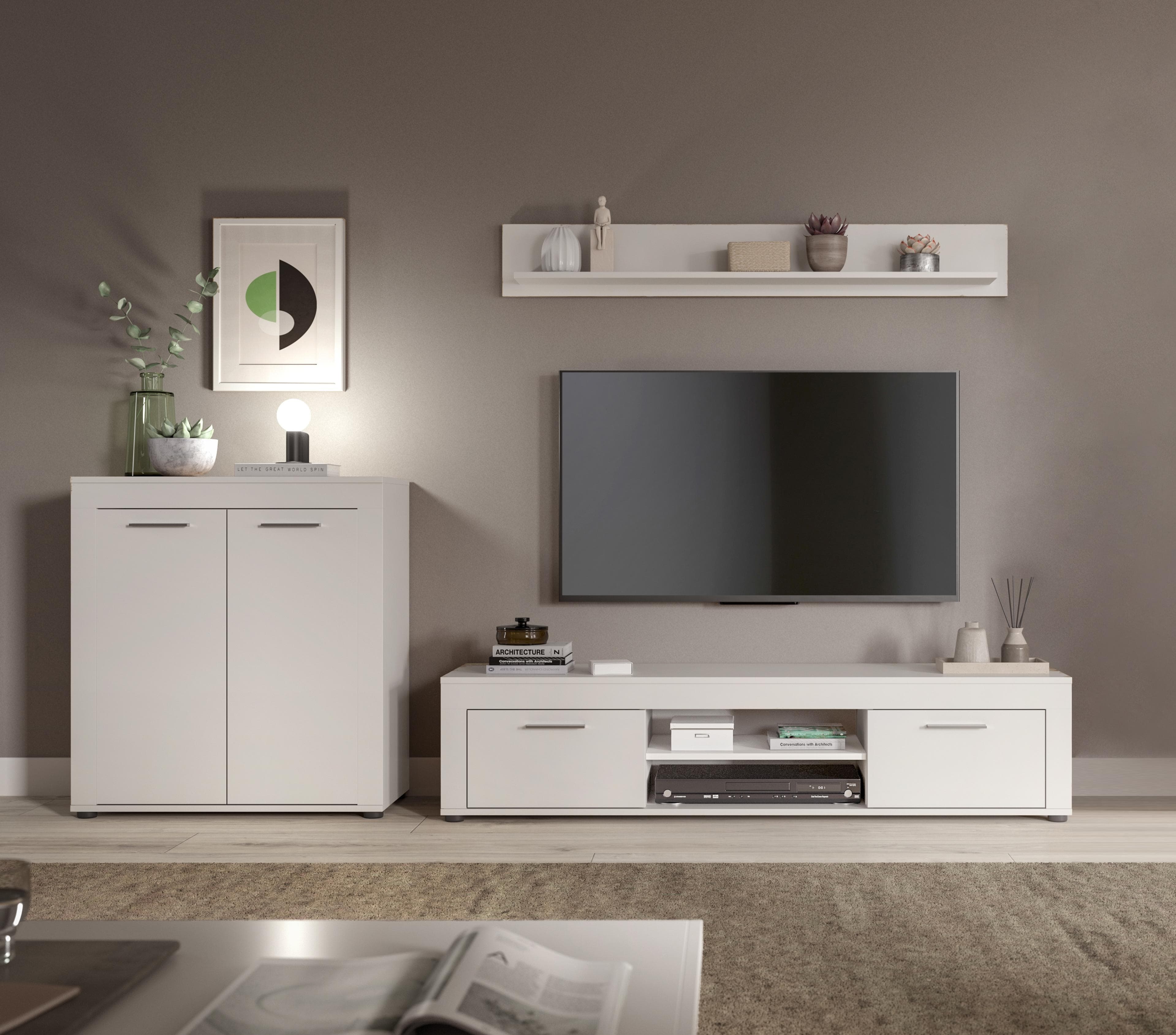 Modernes Wohnzimmer-Set mit Highboard, Lowboard und Wandboard