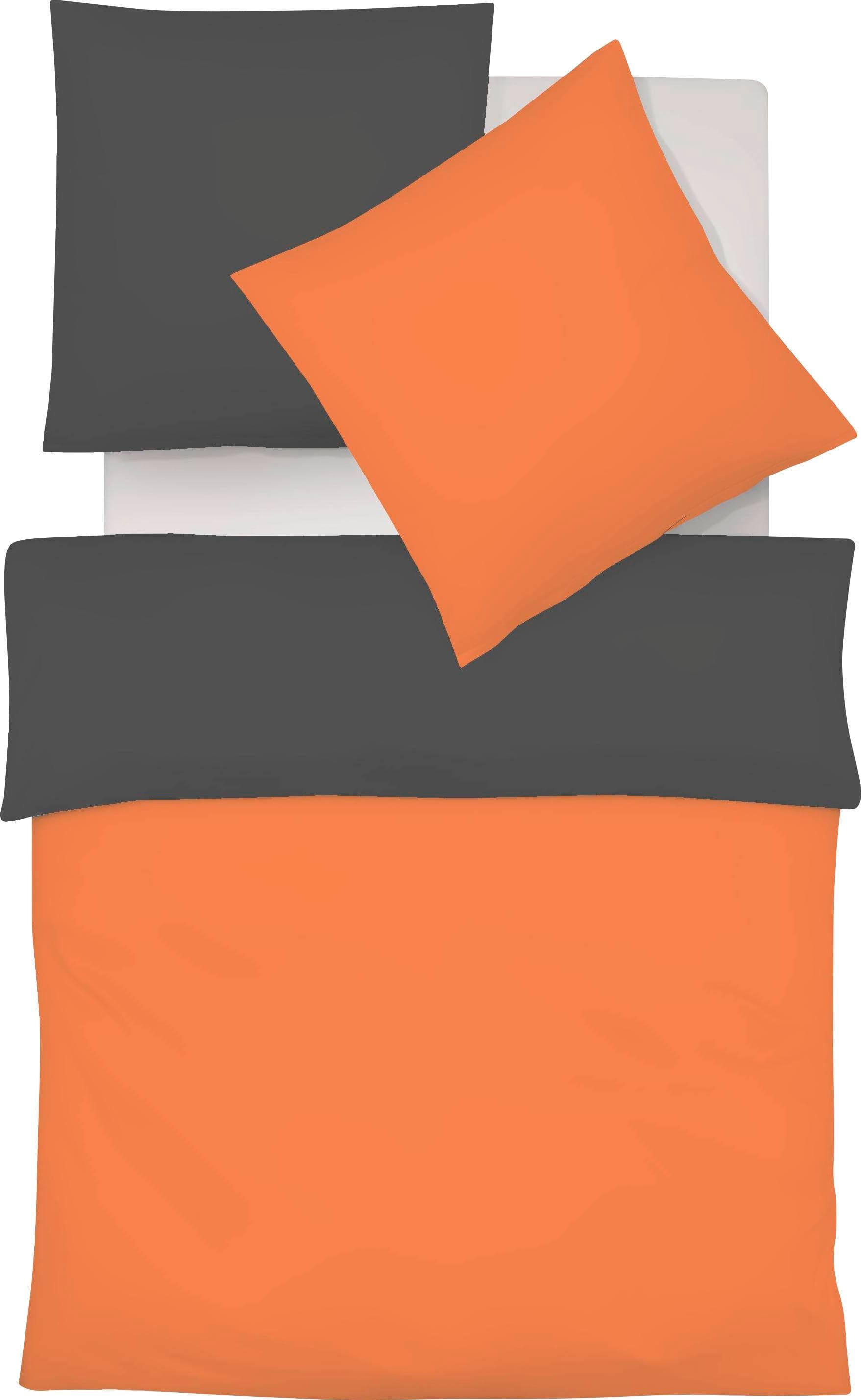 Fleuresse Wendebettwäsche Provence W Orange Grau Halbleinen