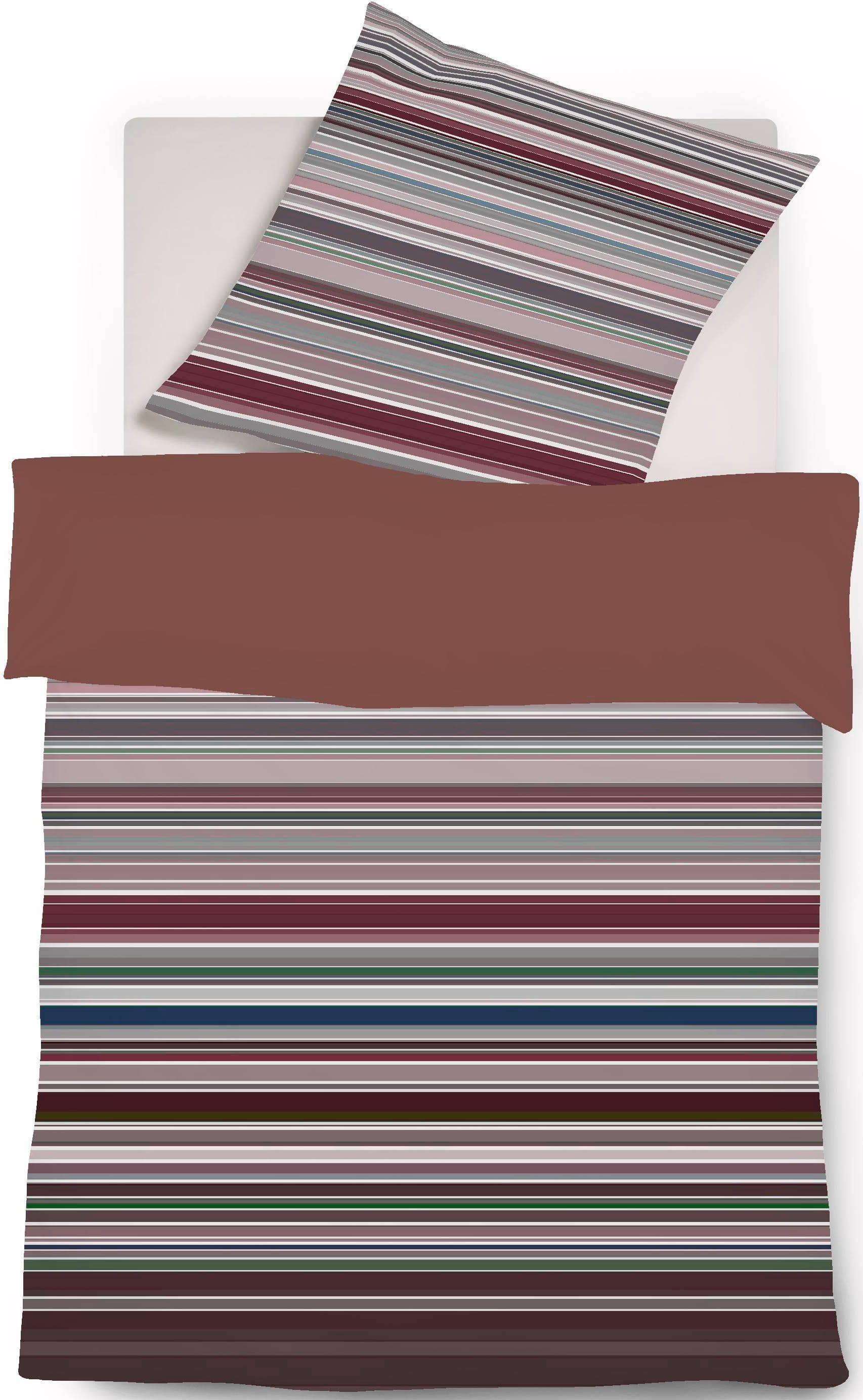Fleuresse Wendebettwäsche Mako-Satin Rot-Rosa 3-tlg.