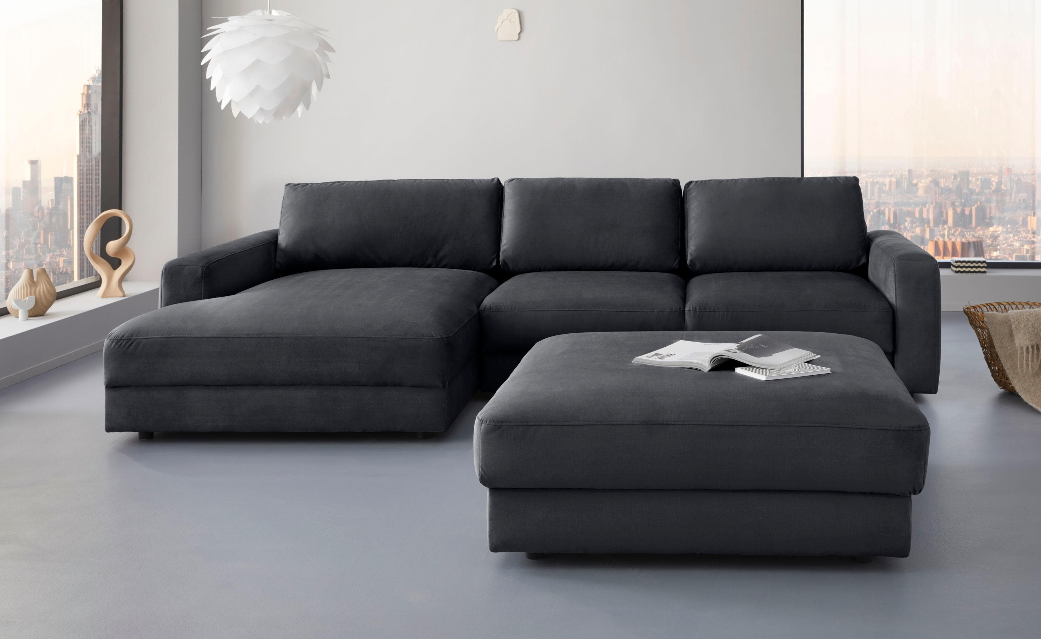 Home Affaire Ecksofa Bloomfield Anthrazit mit Bettfunktion
