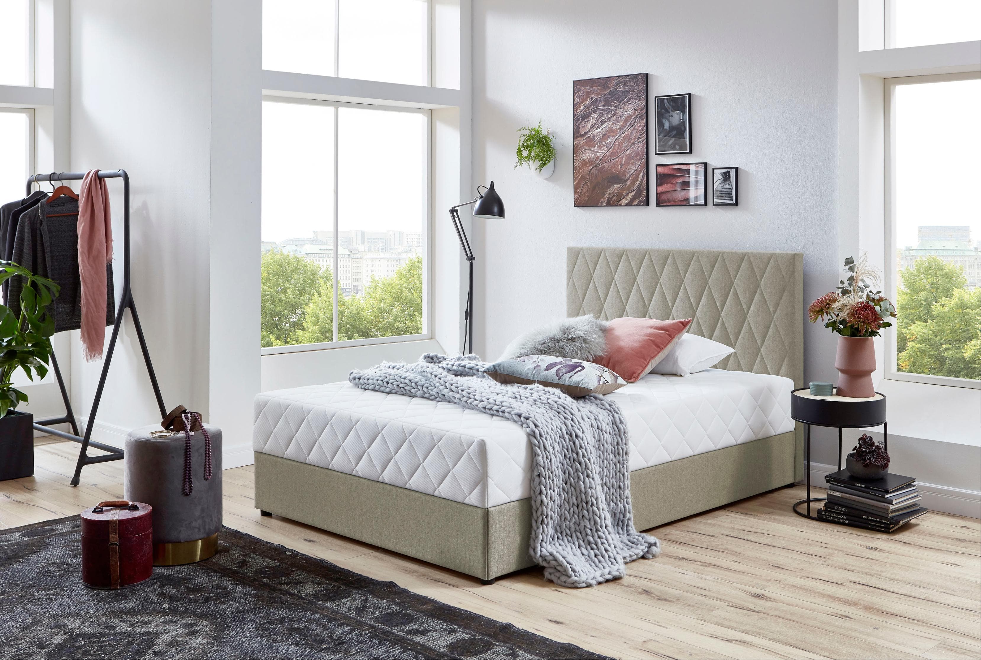 Boxbett Benita mit Bettkasten Beige ATLANTIC HOME COLLECTION