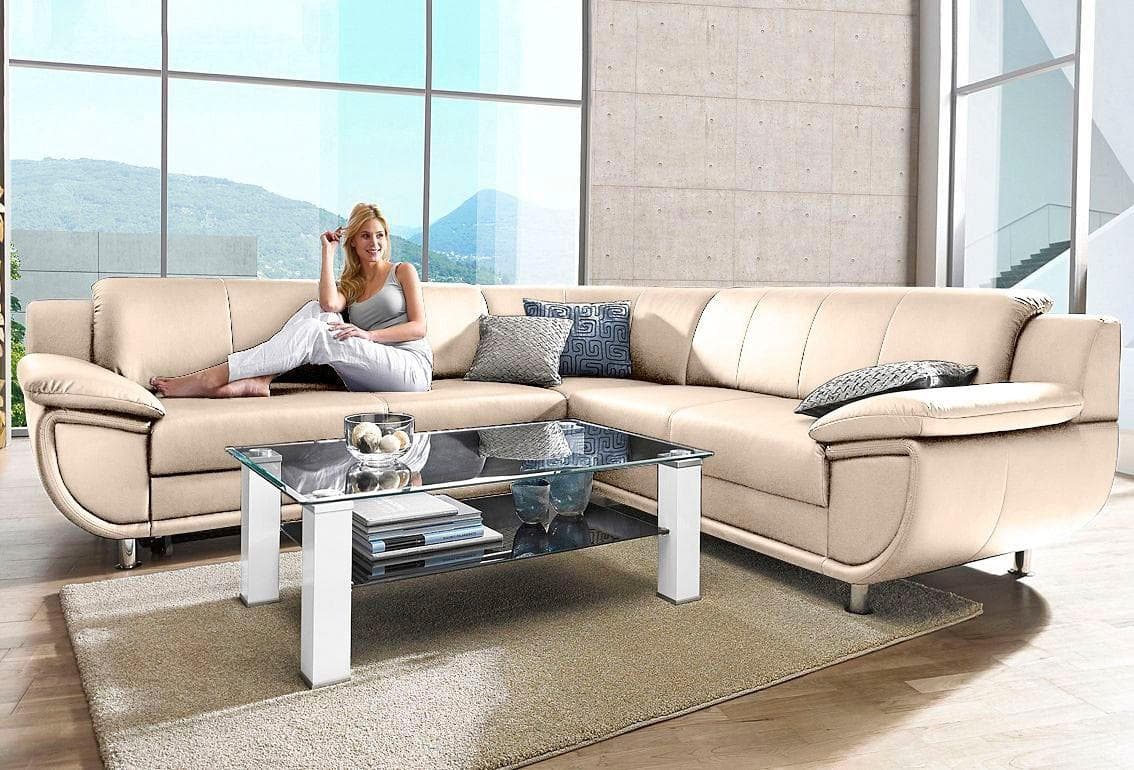 Ecksofa TRENDMANUFAKTUR Rondo Beige mit Schlaffunktion