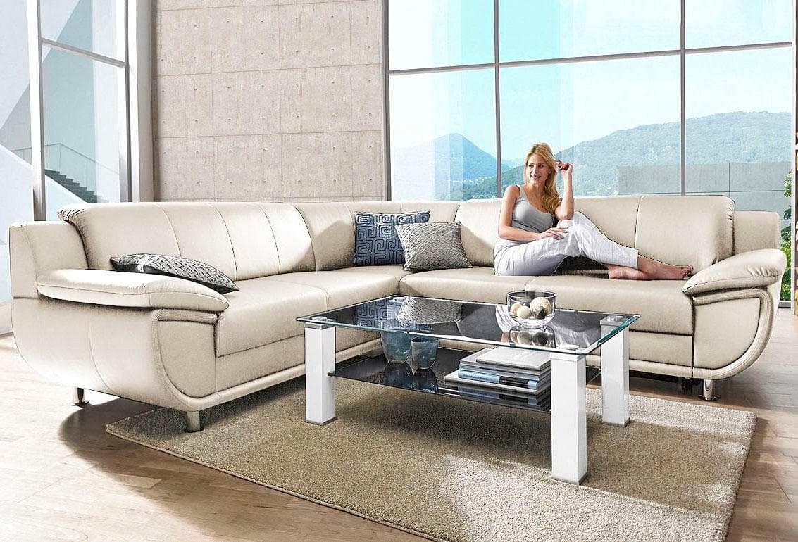 Ecksofa TRENDMANUFAKTUR Rondo mit Schlaffunktion Weiß