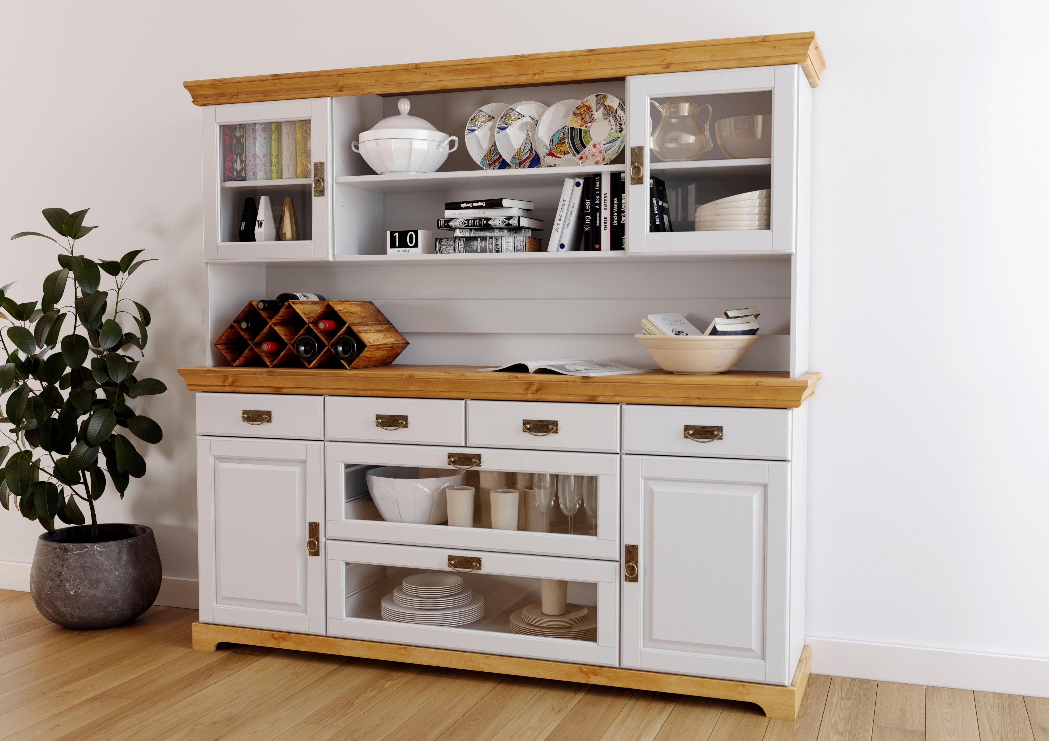 Buffet OTTO HOME Rügen Weiß-Honig Massivholz Landhausstil