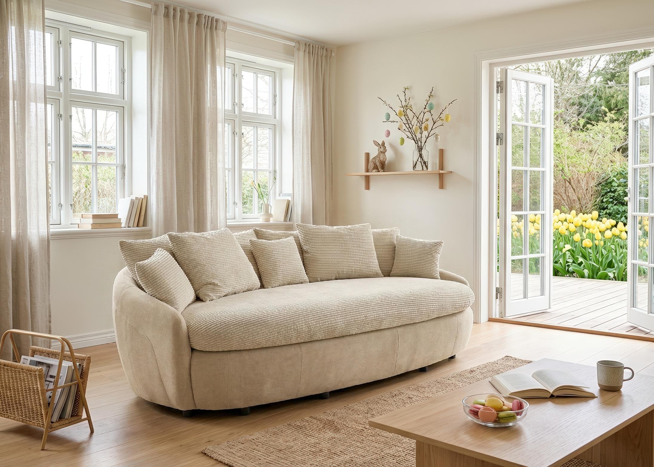 COTTA Big-Sofa Aruba Beige Ivory Luxus-Microfaser