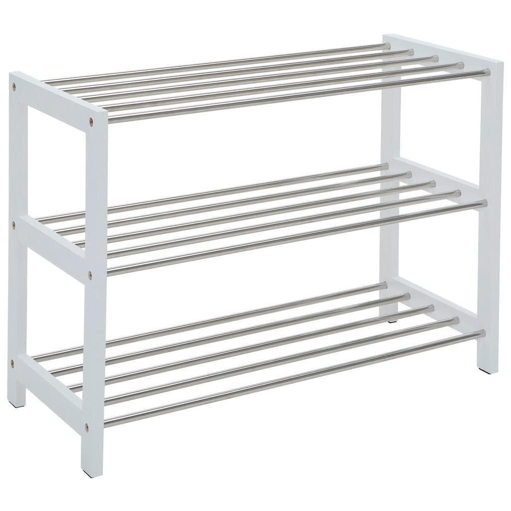 Carryhome Schuhregal Silber Weiß Metall 3 Fächer