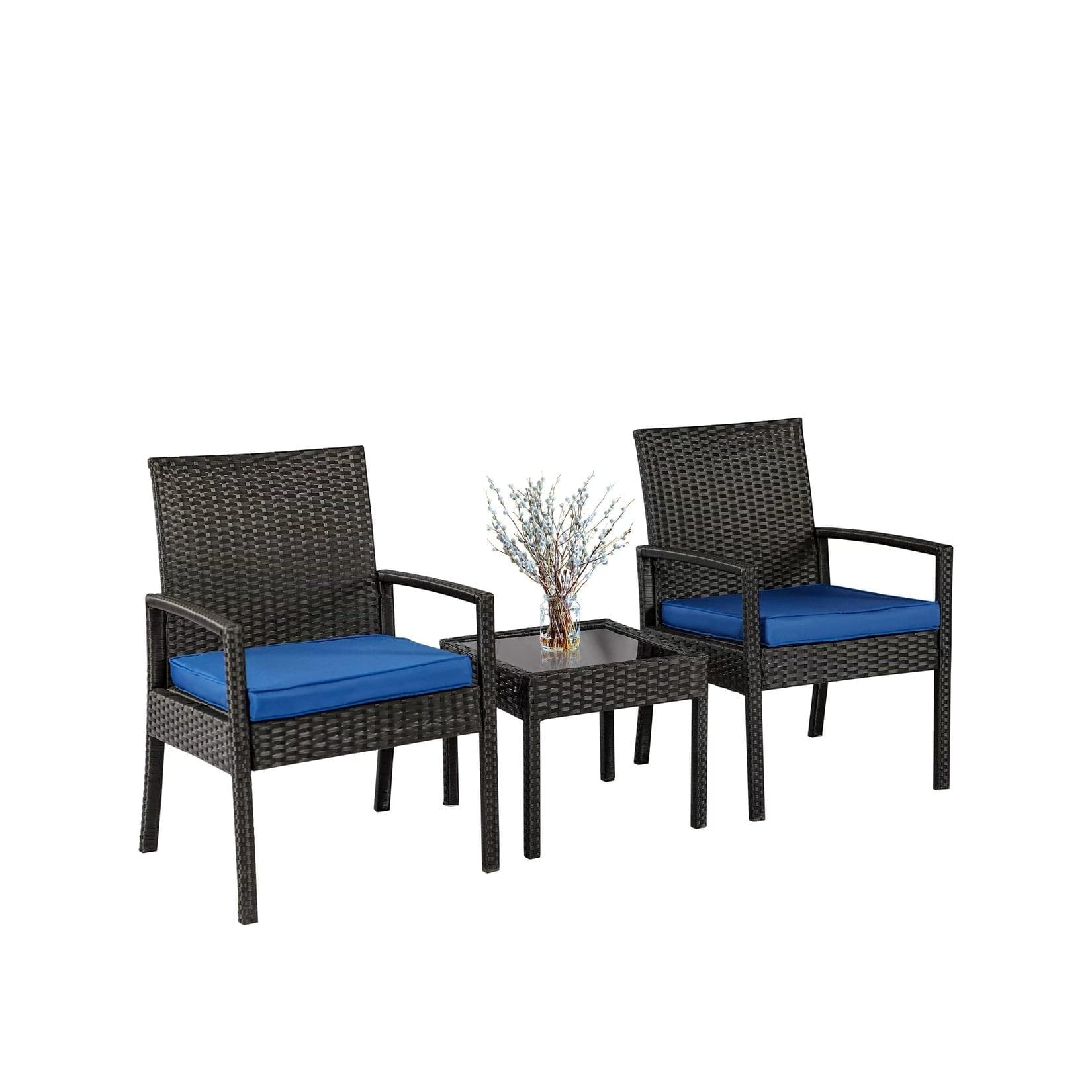 HTI-Living Balkonmöbel Santadi 3-tlg. Set Polyrattan mit Kissen