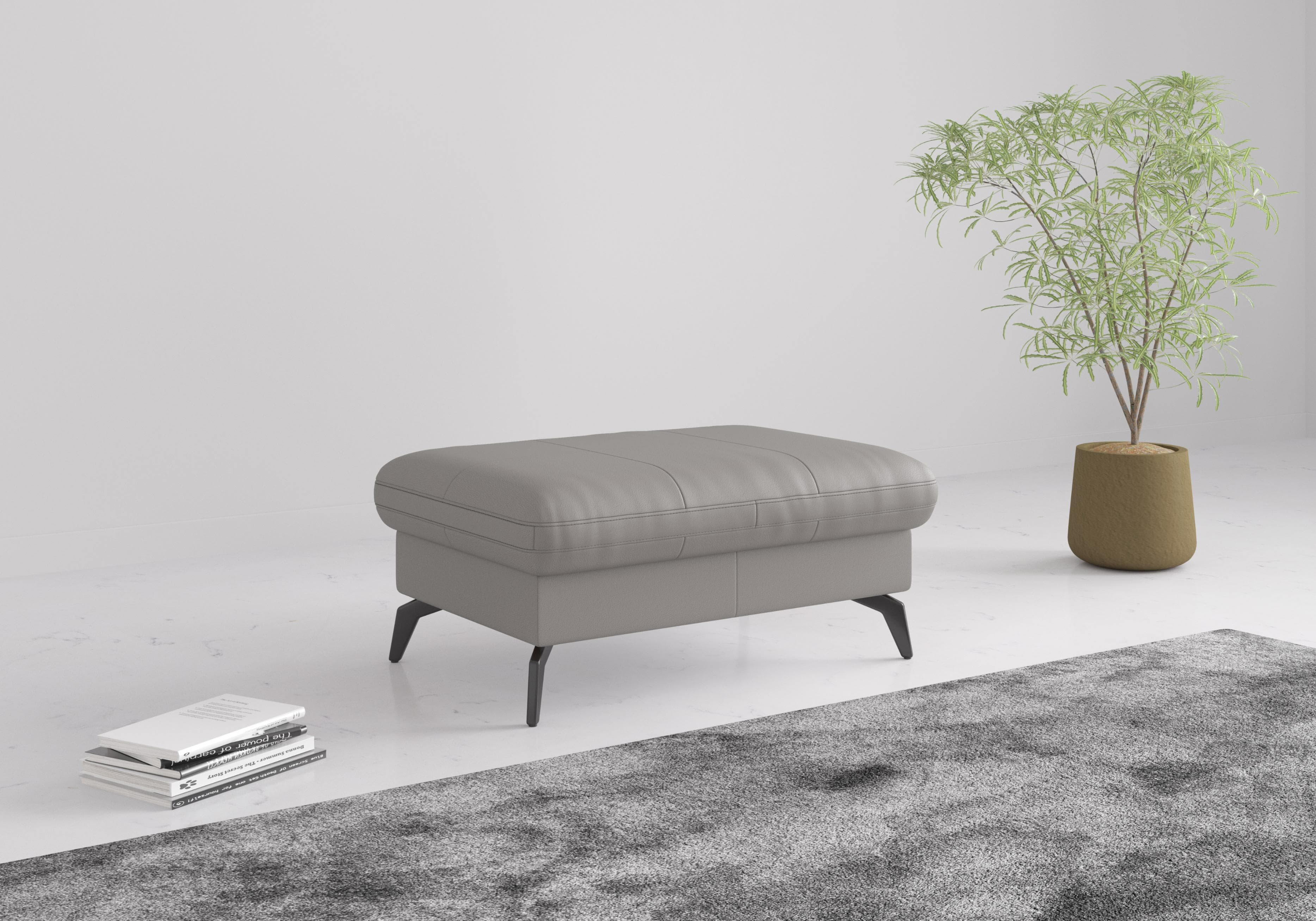 Sit & More Morris Jubi Polsterhocker Grau Naturleder