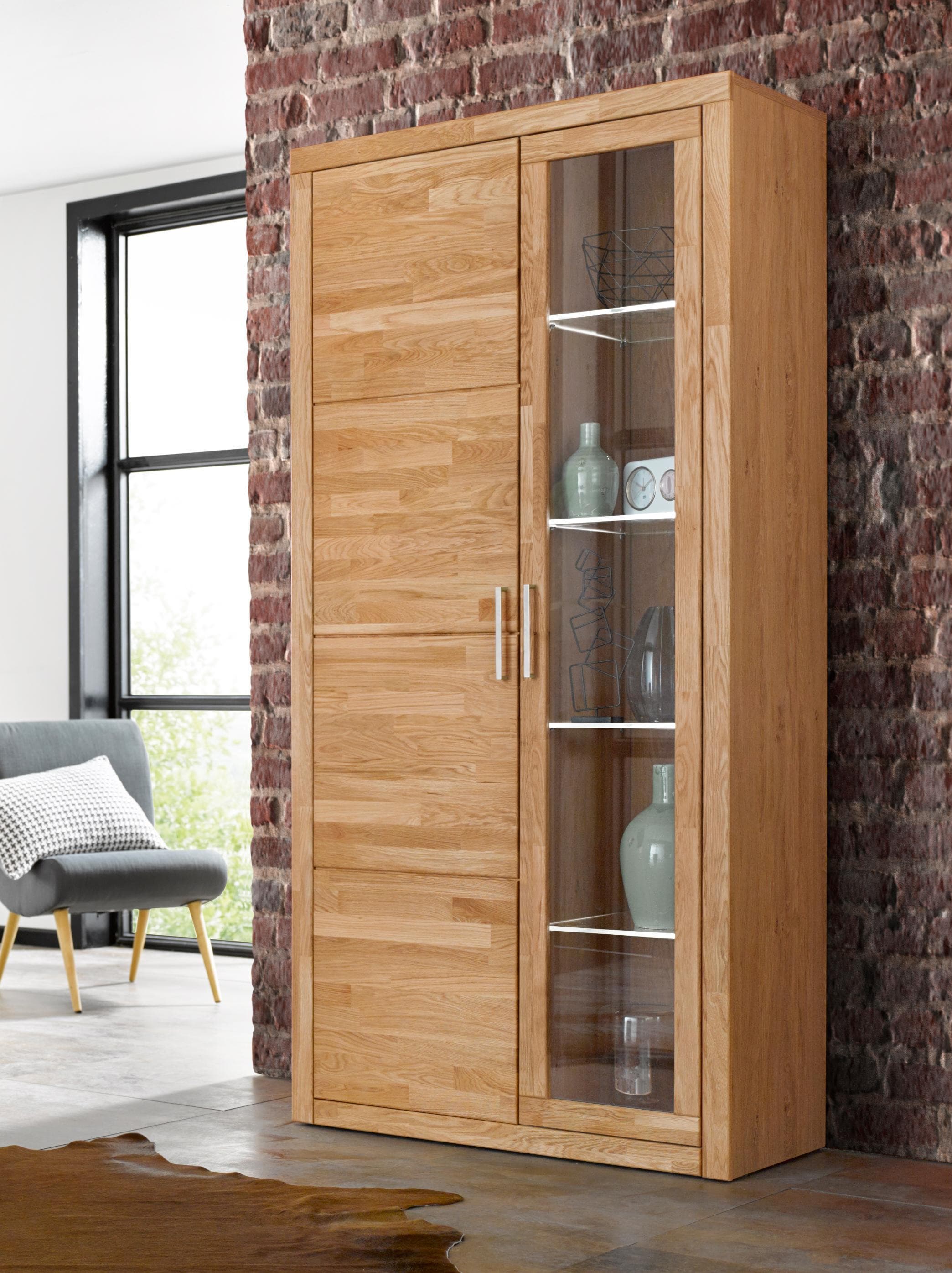 OTTO HOME Vitrine Eiche teilmassiv mit Glas- und Holztür