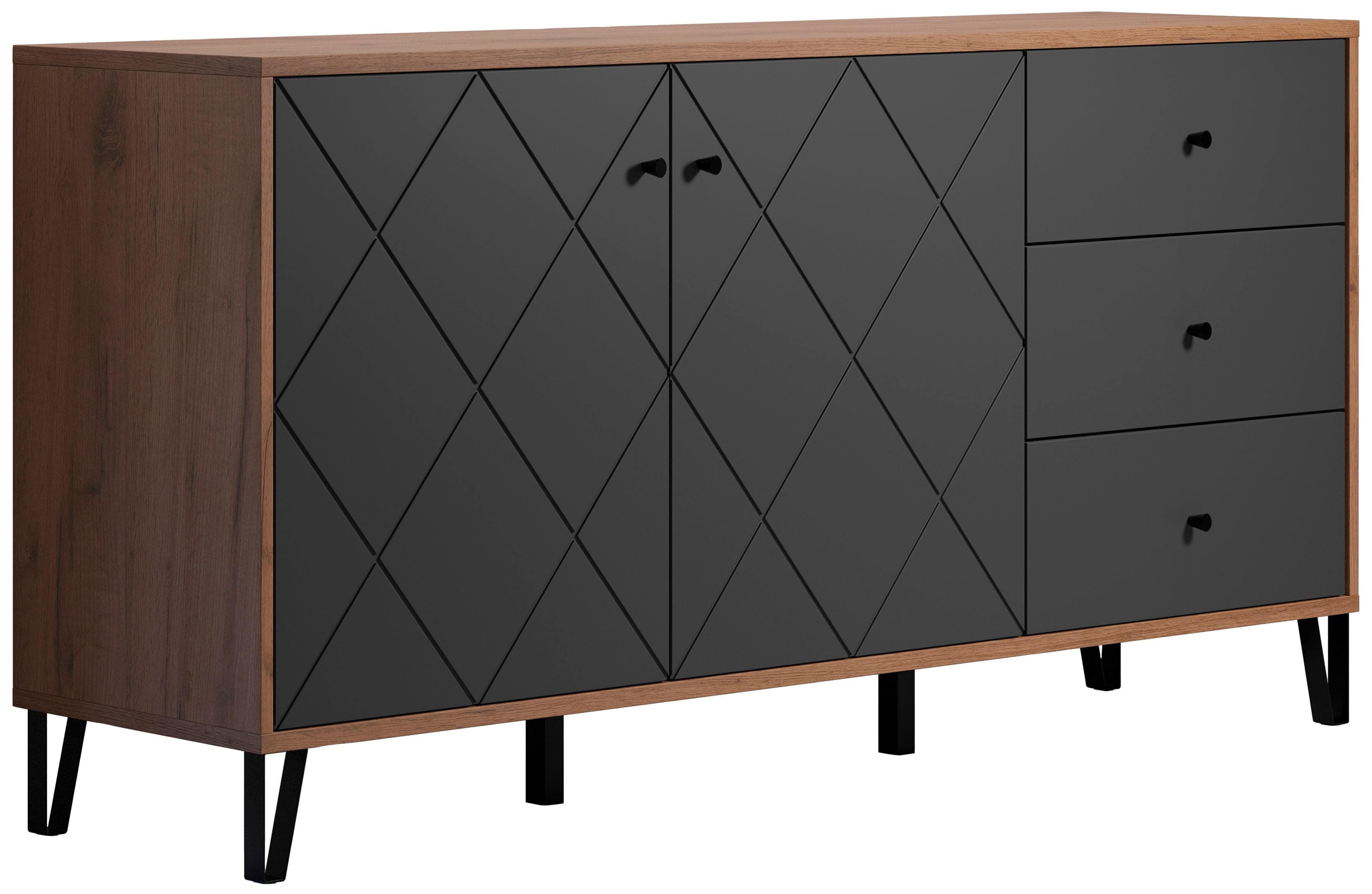 Places of Style Sideboard Molveno Schwarz Gold Grau Modern