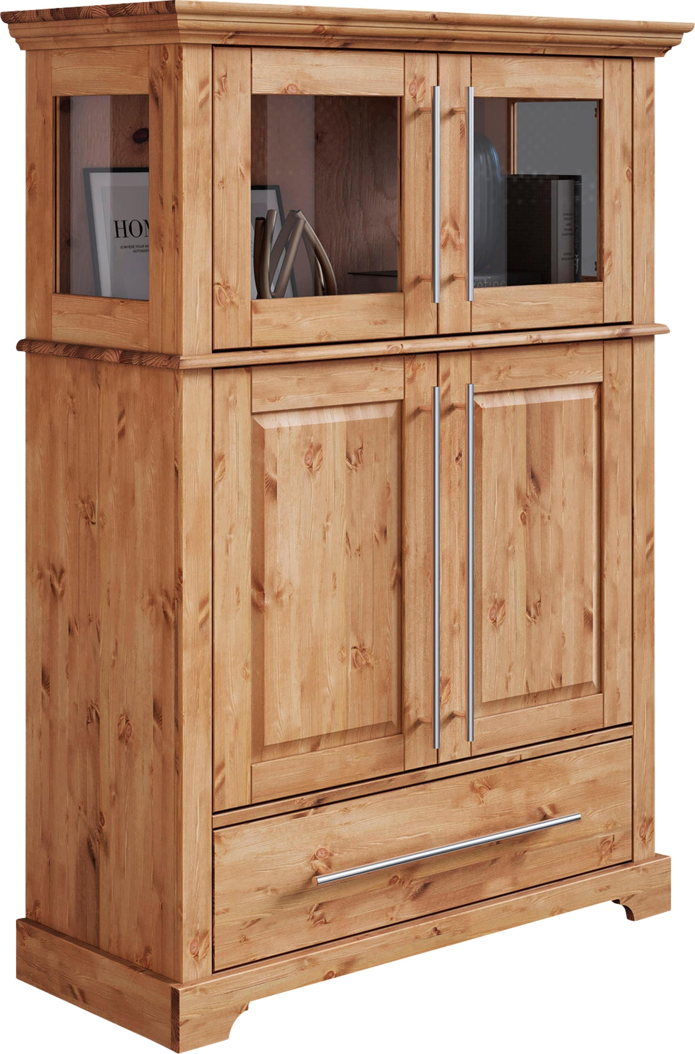OTTO HOME Melissa Highboard Vitrine Beige Natur FSC Massivholz