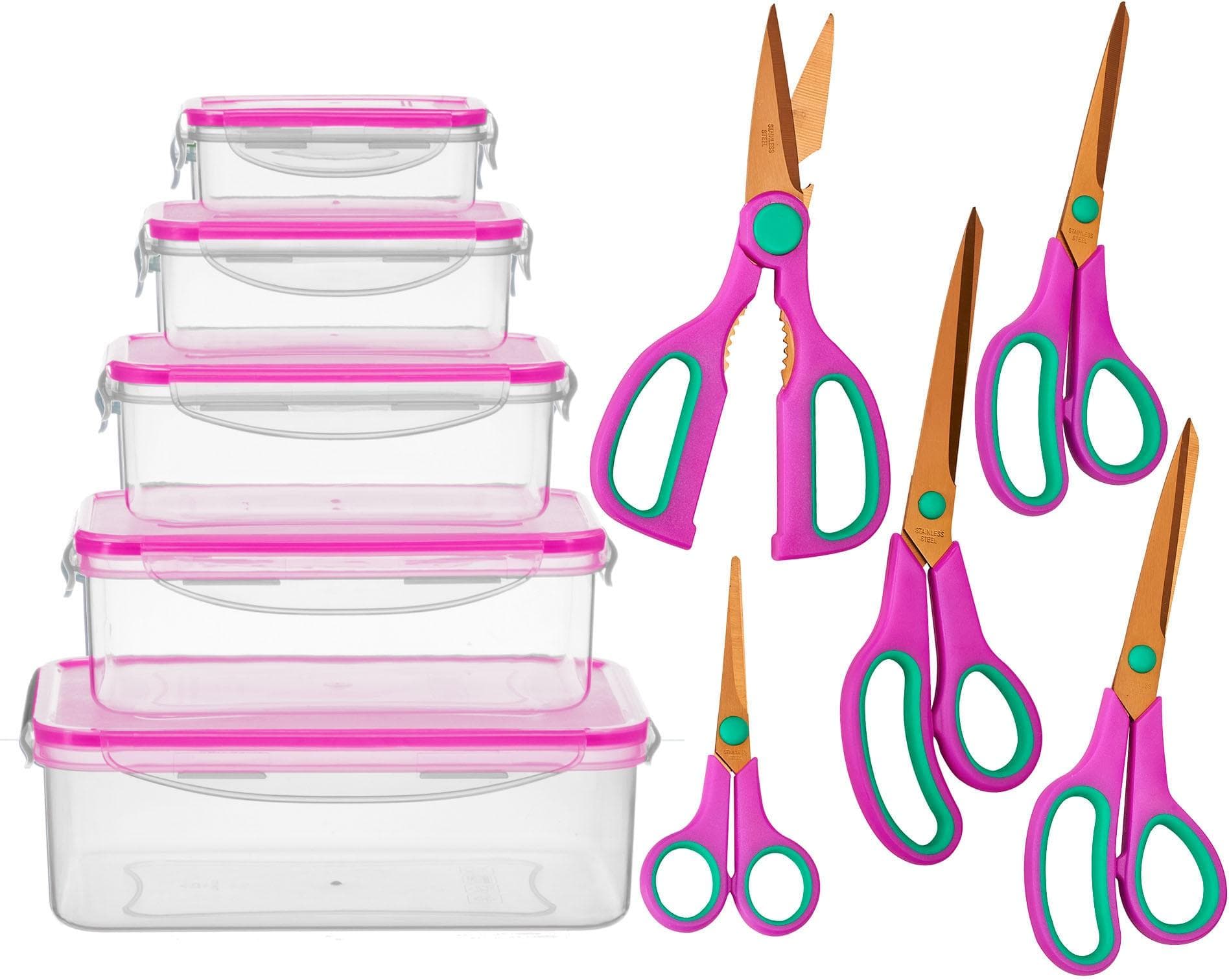 KING Scheren-Set Easycut Box 5-tlg. mit 5 Vorratsboxen lila