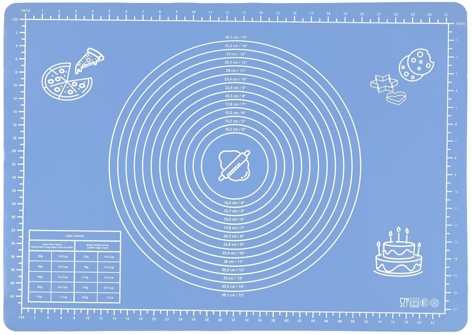 MAXIMEX Backmatte Antihaft blau mit Teigschaber und Rezeptheft