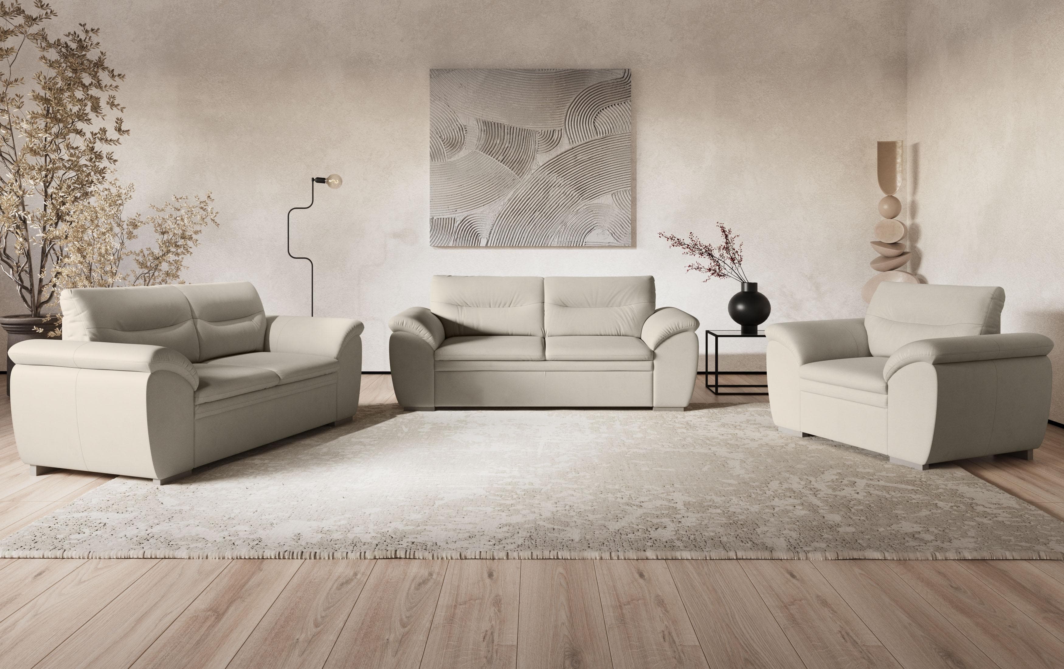 COTTA Polstergarnitur Leandra Creme Kunstleder 4,5-Sitzer Set