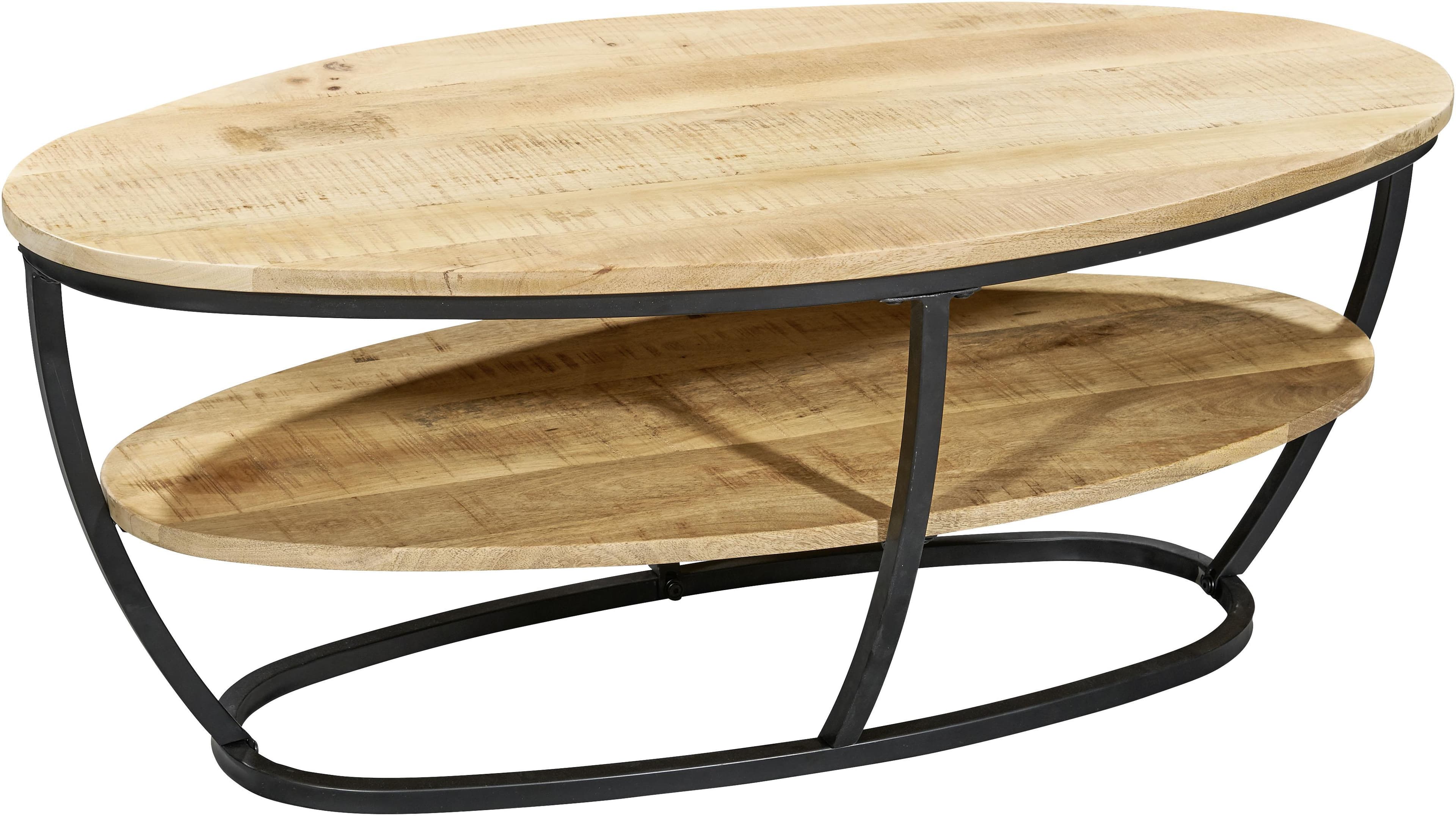 Couchtisch STOLKOM Jambi 2 - Mangoholz & Metall - Oval