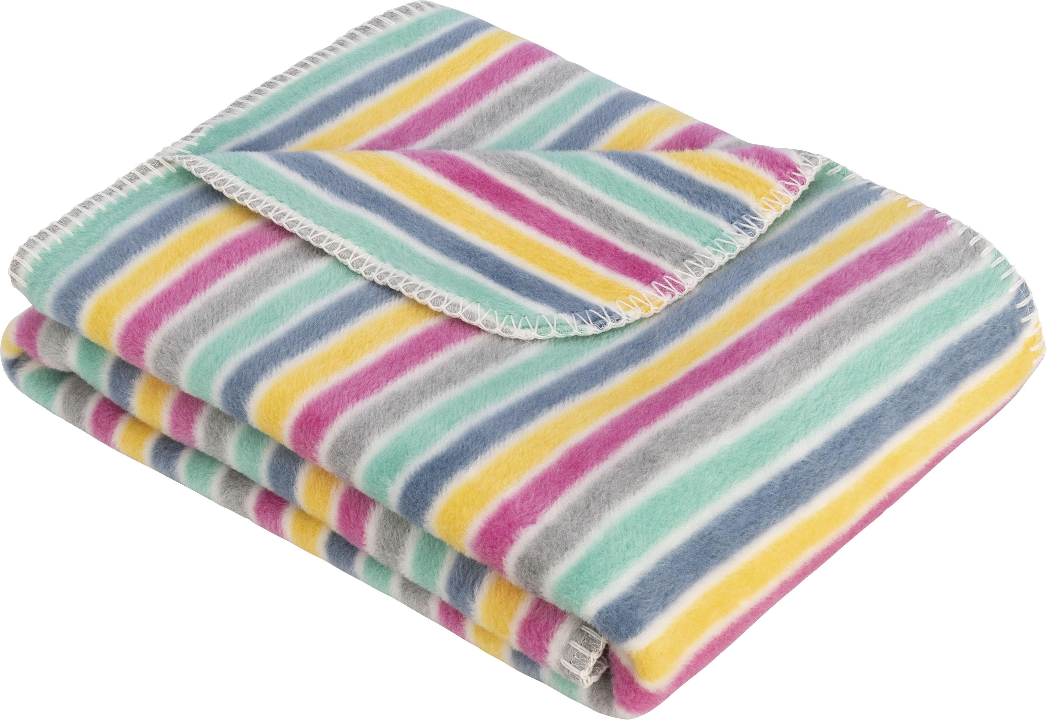 s.Oliver Junior Wohndecke Jacquard Kuscheldecke Bunt Gestreift