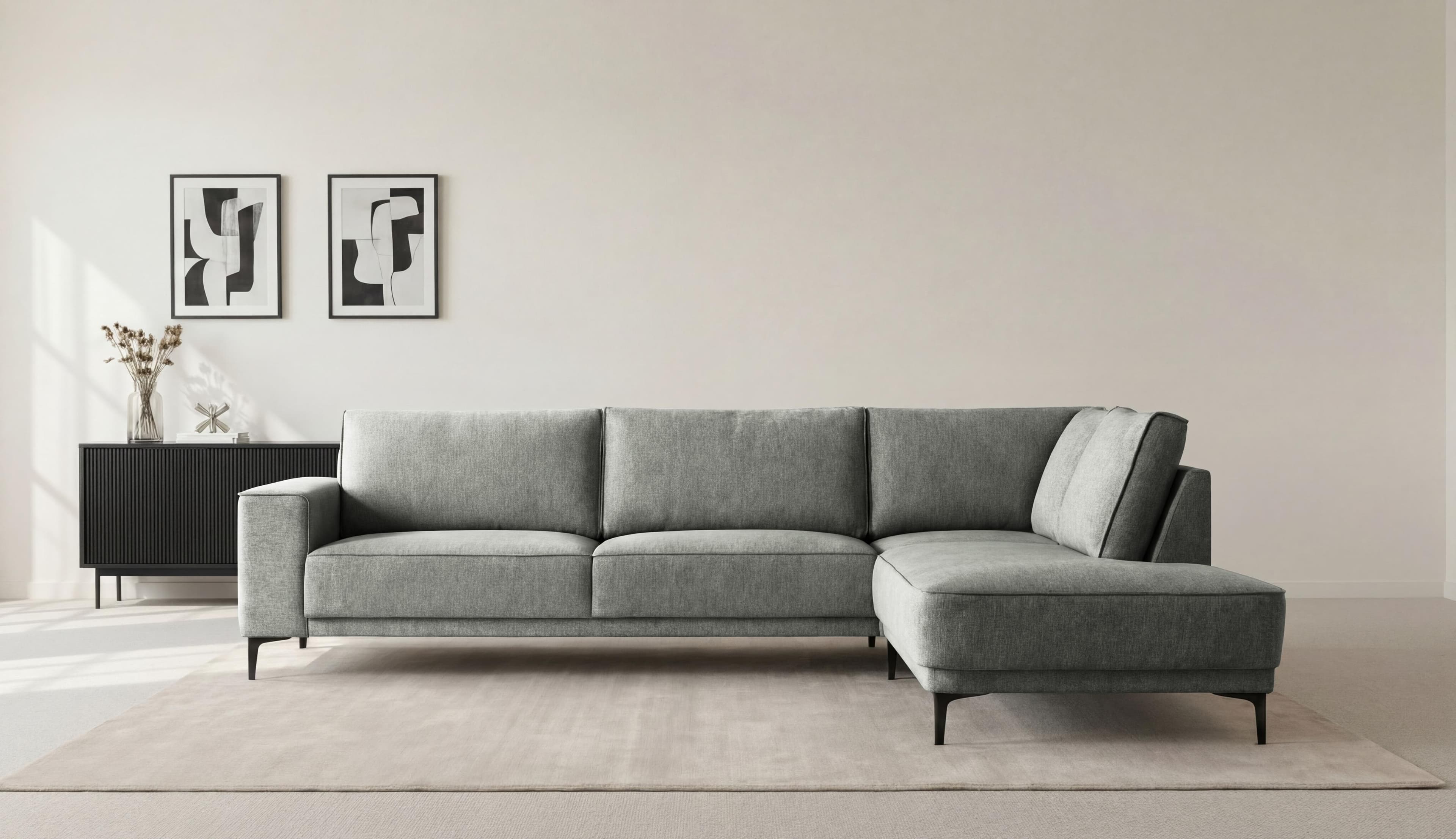 OTTO HOME Ecksofa Casina Grau mit Ottomane Chenille