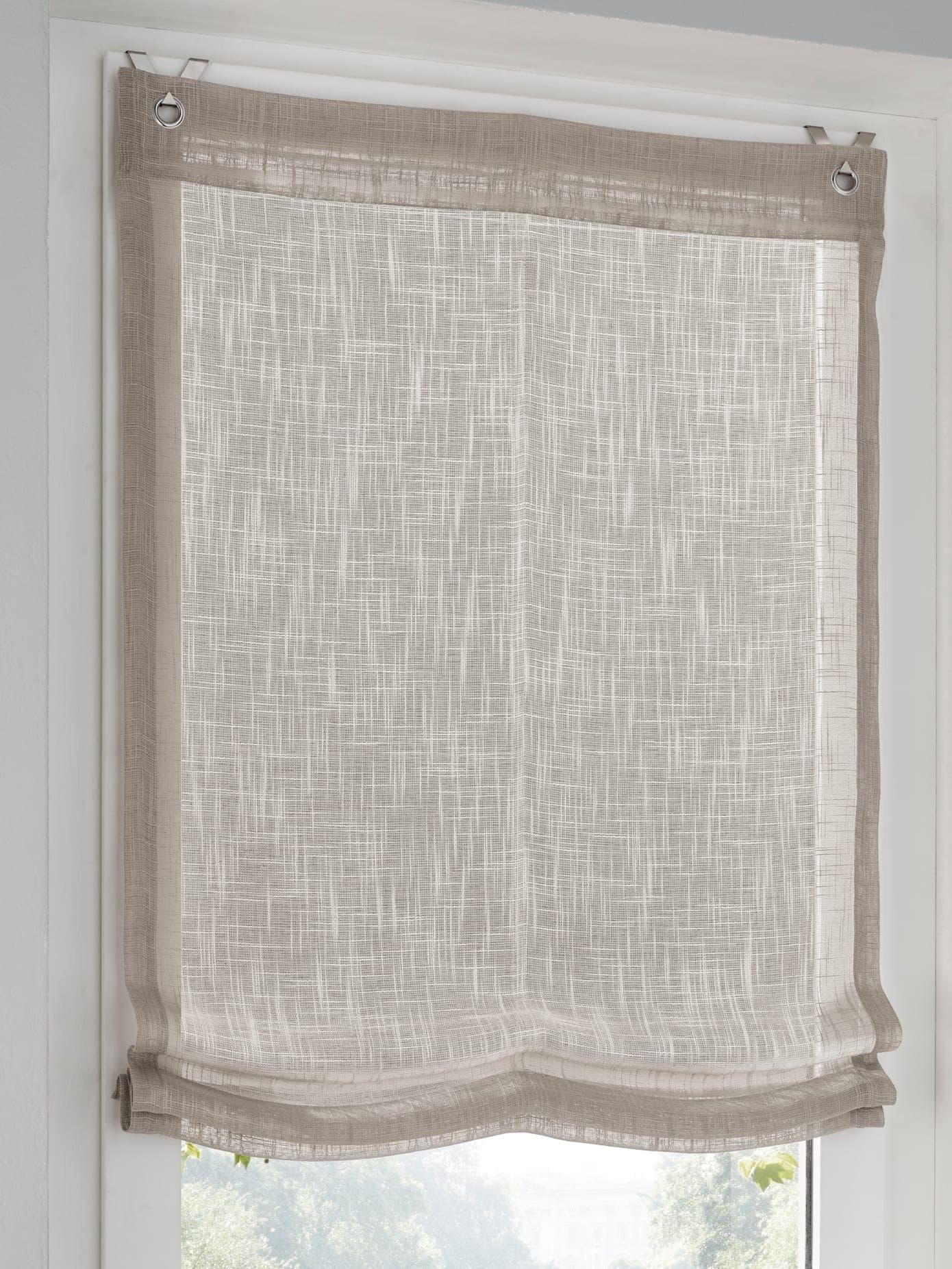 Raffrollo HEINE HOME Gr. 2 Halbtransparent Grau Leinen-Optik