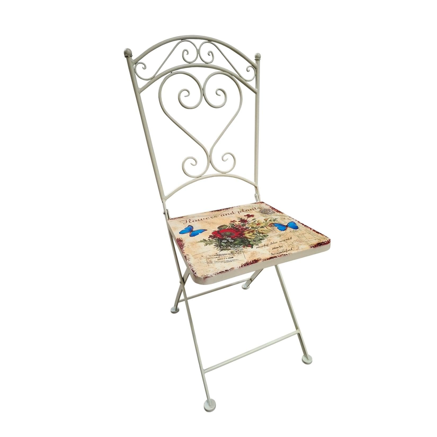 HTI-Living Gartenstuhl Metall Vintage Blumenmotiv