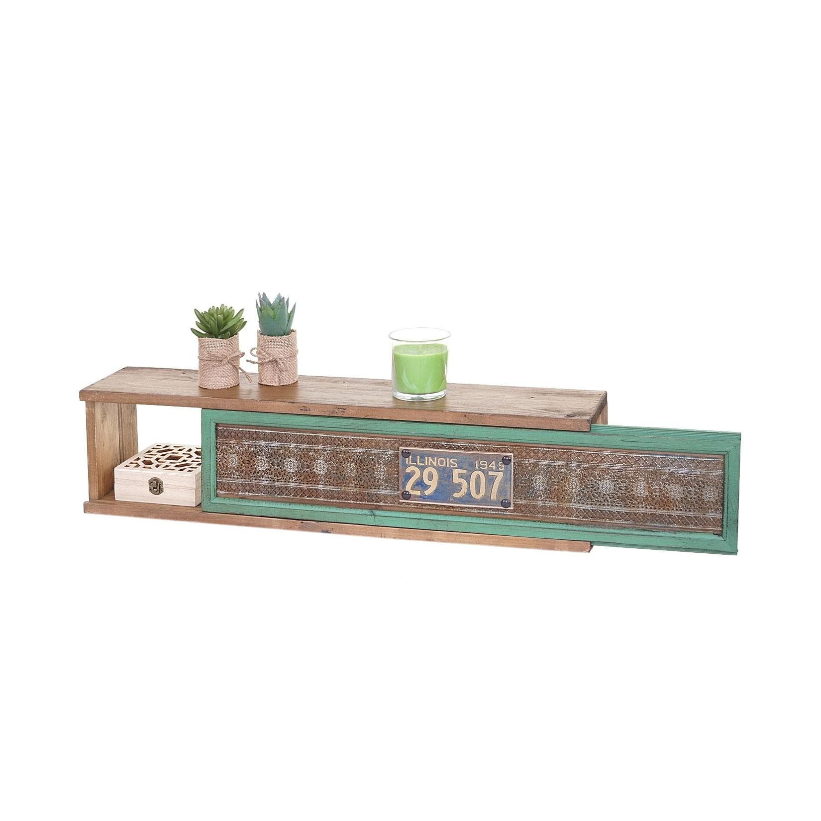 MCW Wandregal Tanne Holz massiv Vintage Patchwork