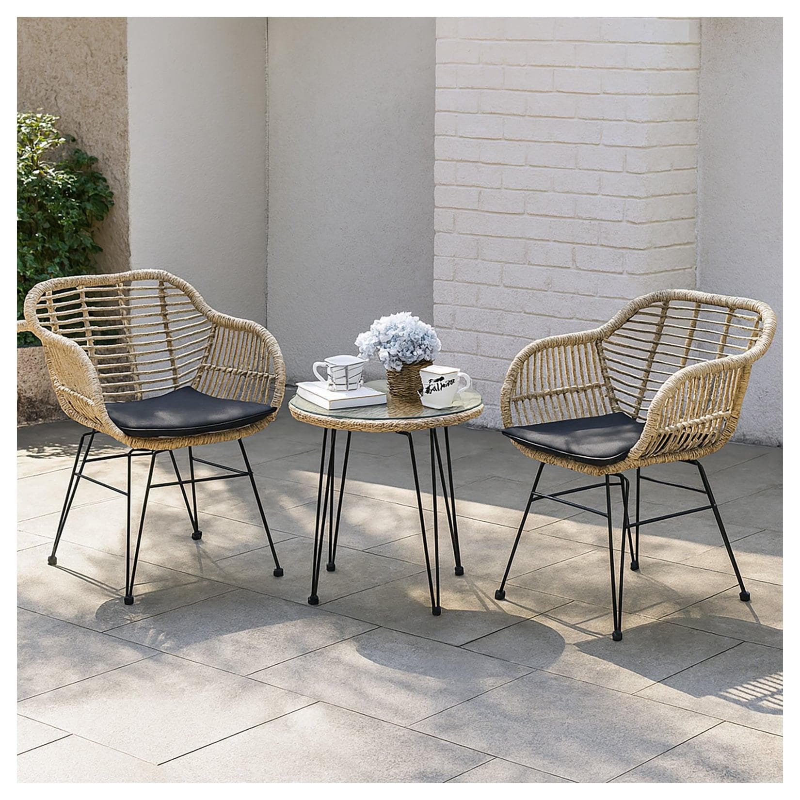 HTI-Line Balkonset 3-teilig Rattan Optik