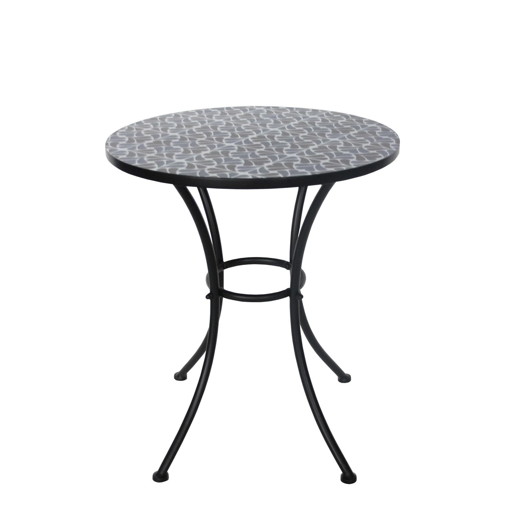 HTI-Living Gartentisch Celia Floral Metall Schwarz/Weiß