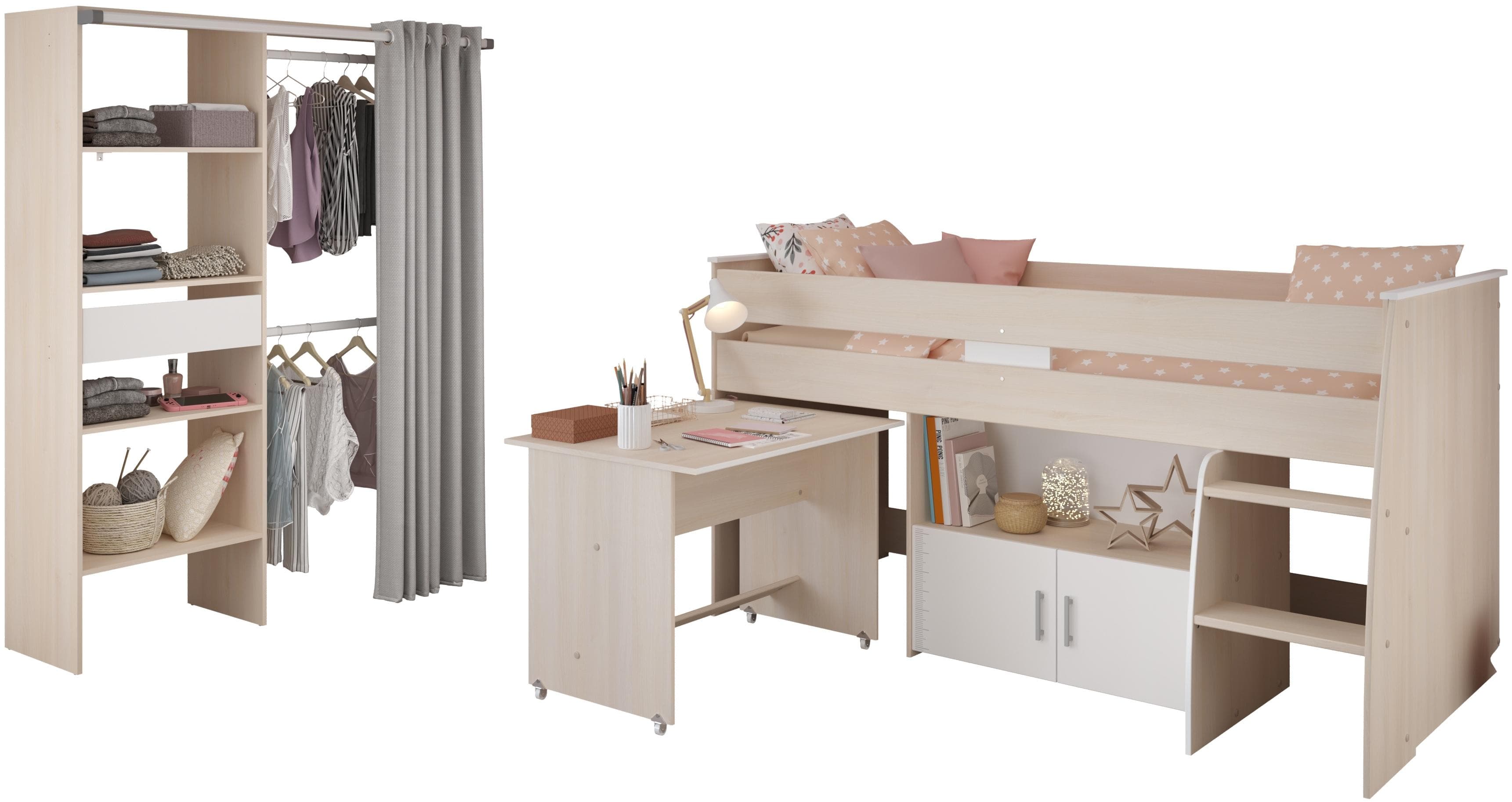 Parisot Charly 22 Jugendzimmer-Set mit Hochbett und Schreibtisch