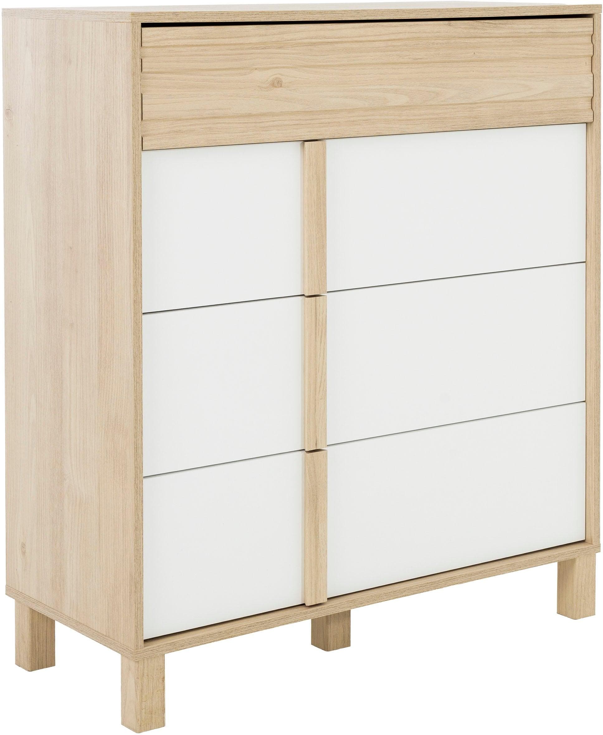 Kommode GAMI ARIA Kastanie Weiß 4 Schubladen Holzoptik