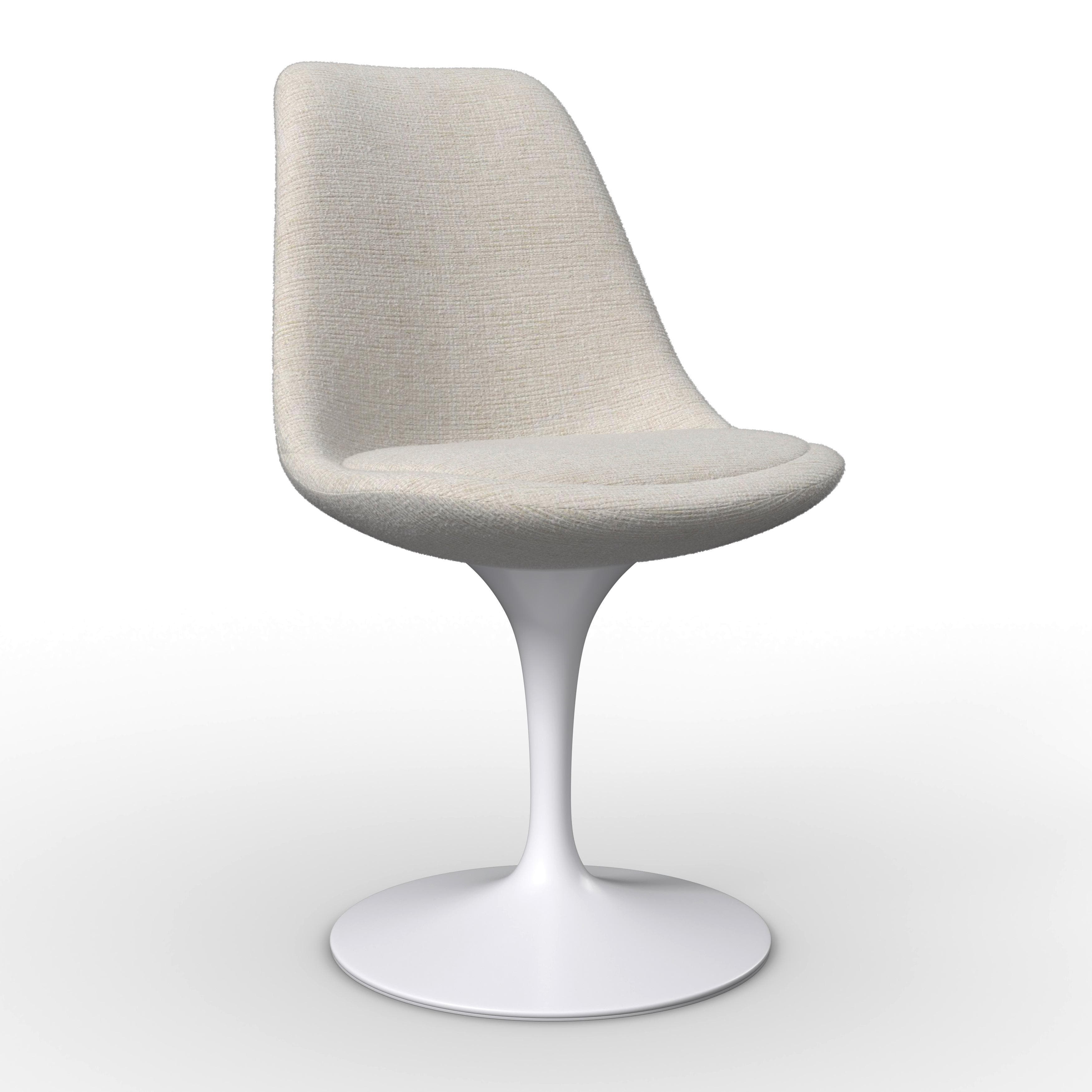 Celia Drehstuhl Beige/Weiß Leinenoptik Gepolstert