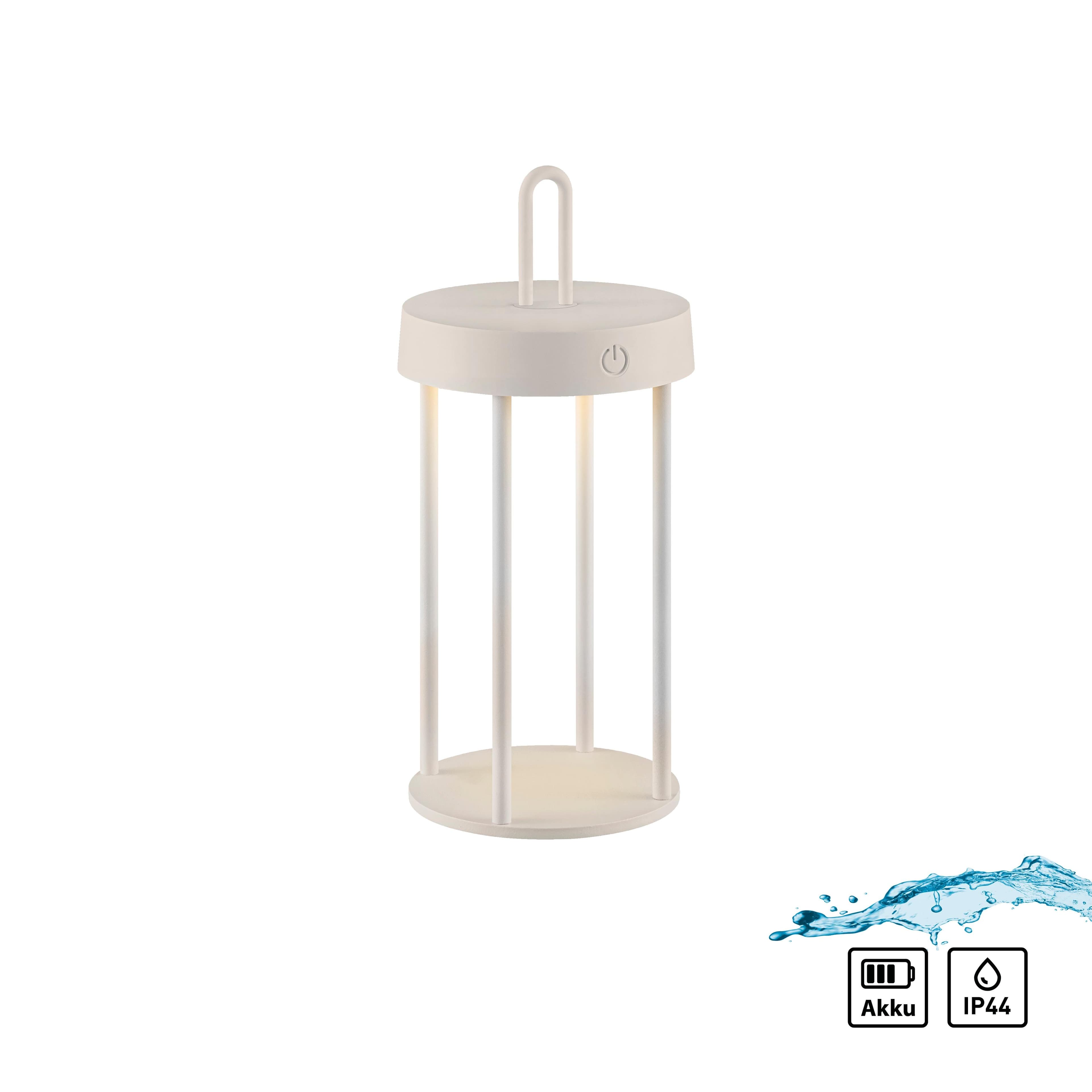 JUST LIGHT Tischleuchte ANSELM Beige Greige LED Akku
