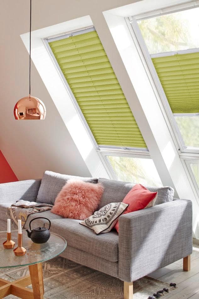 SUNLINES Dachfensterplissee Classic Style Crepe Limette Weiß