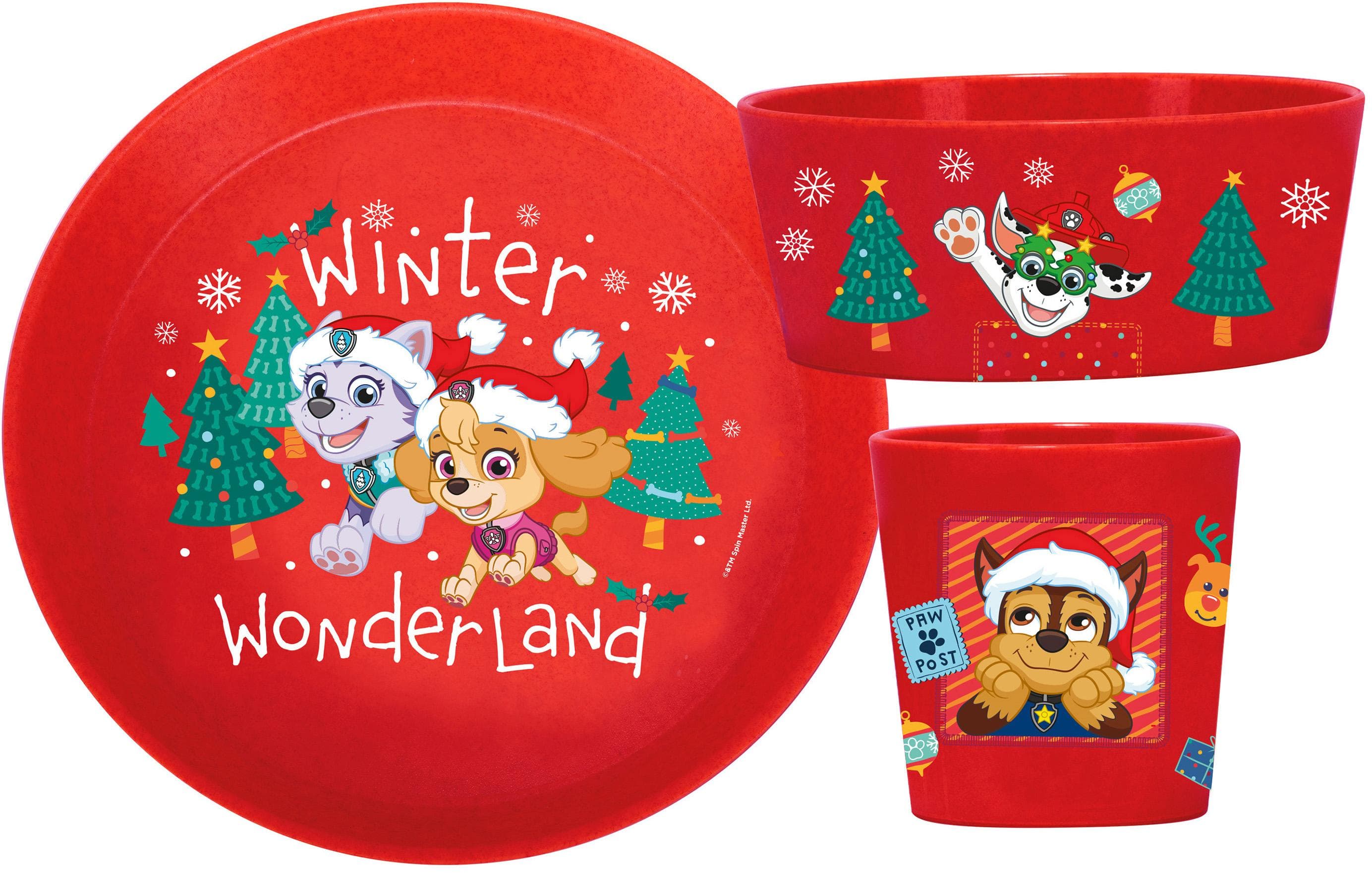 KOZIOL Kindergeschirr-Set 3-tlg. Paw Patrol Winter Wonderland Rot