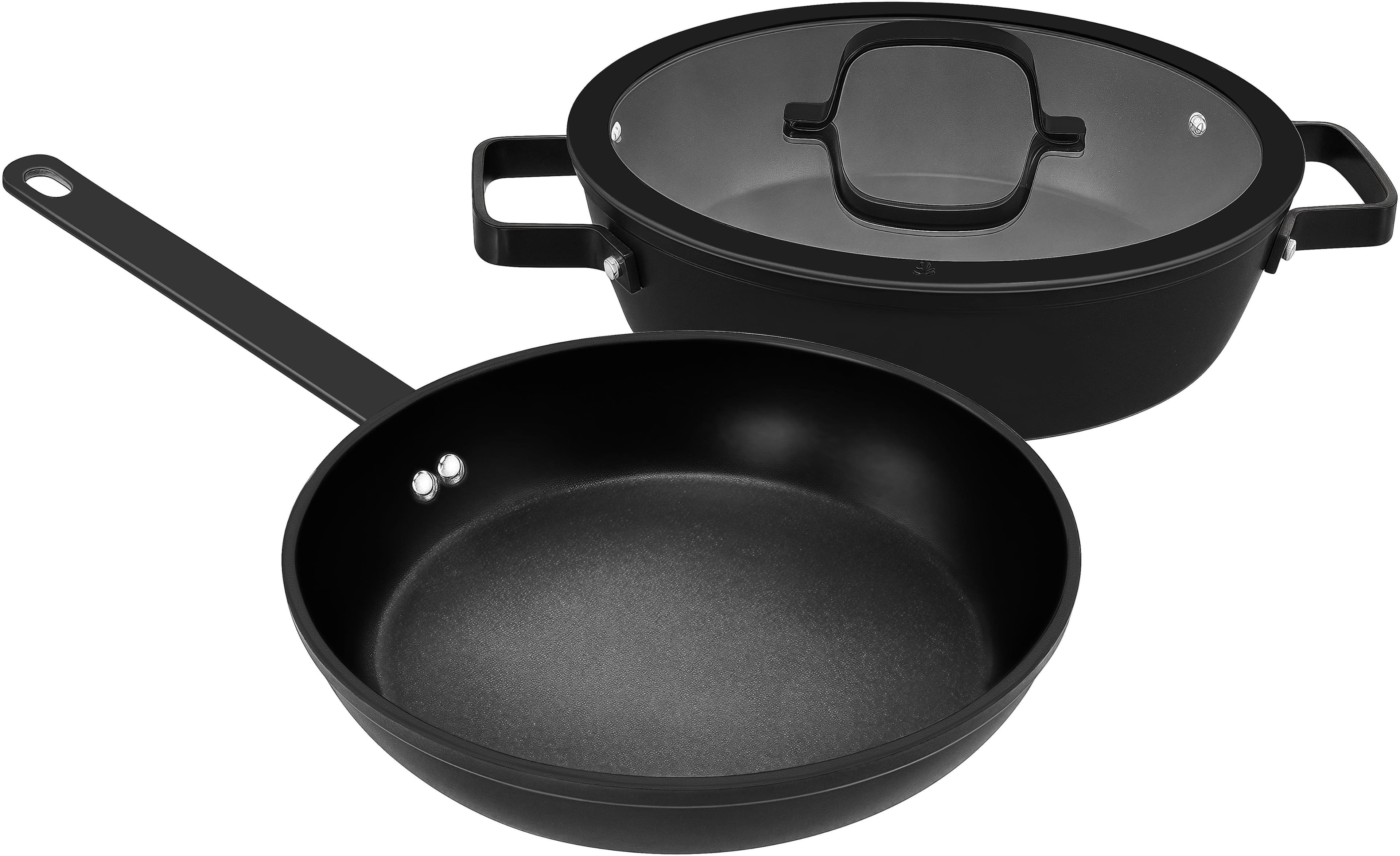 HANSEATIC Pfannen-Set ALU PRO 2-tlg. Schwarz Aluminium