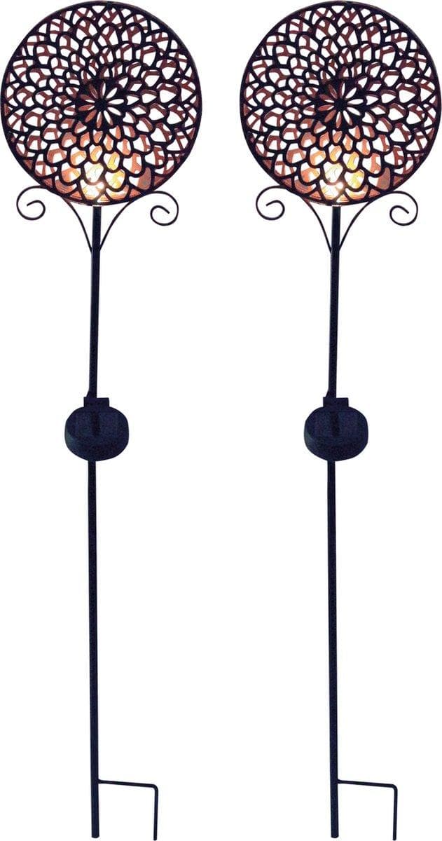 LUXFORM Solar-Erdspieß-Gartenlampe Mandala 2 Stück Bronze