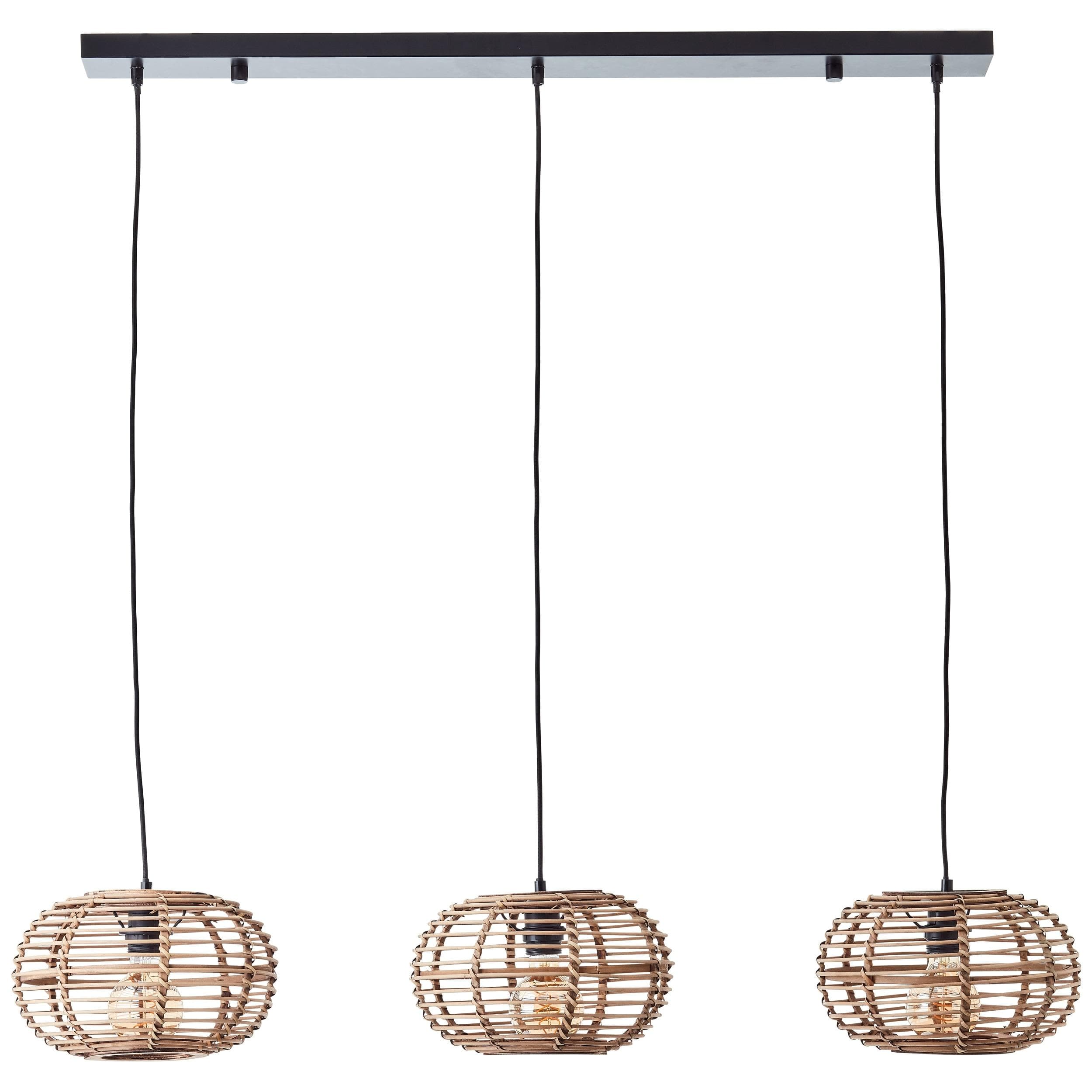 BRILLIANT Pendelleuchte Woodball Bambus 3-flammig schwarz matt