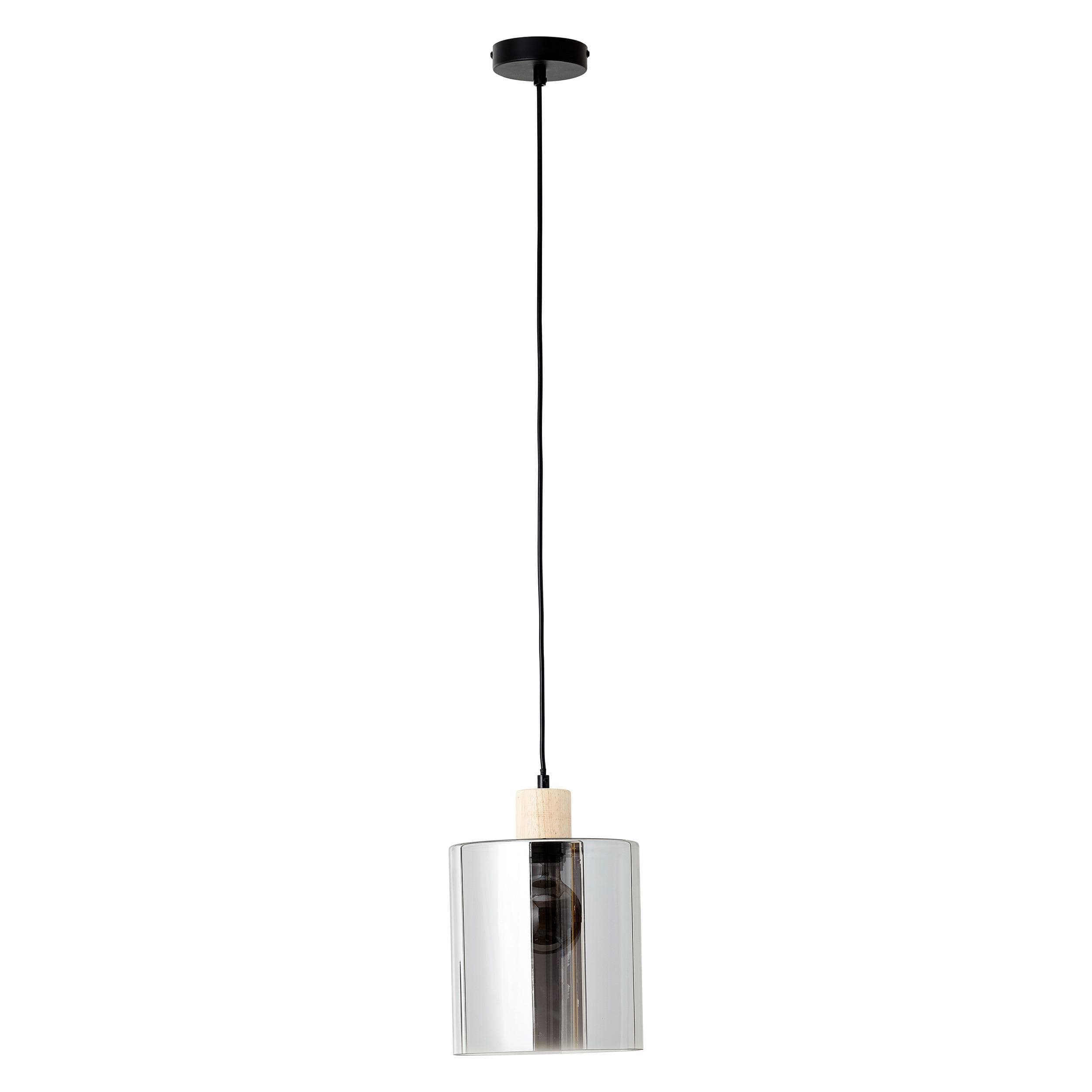 BRILLIANT Pendelleuchte Weald Schwarz Rauch Holz